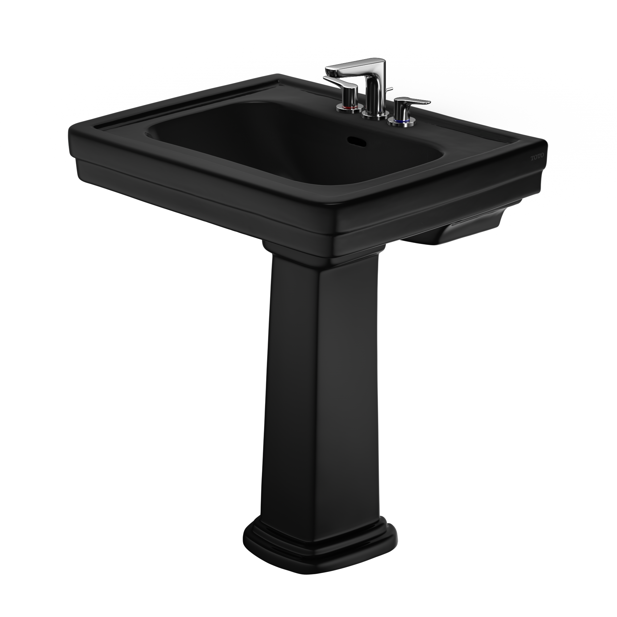 Alternate Image for TOTO Promenade 27-1/2" x 22-1/4" Rectangular Pedestal Bathroom Sink for 4 inch Center Faucets, Ebony, Vitreous China, LPT530.4N#51