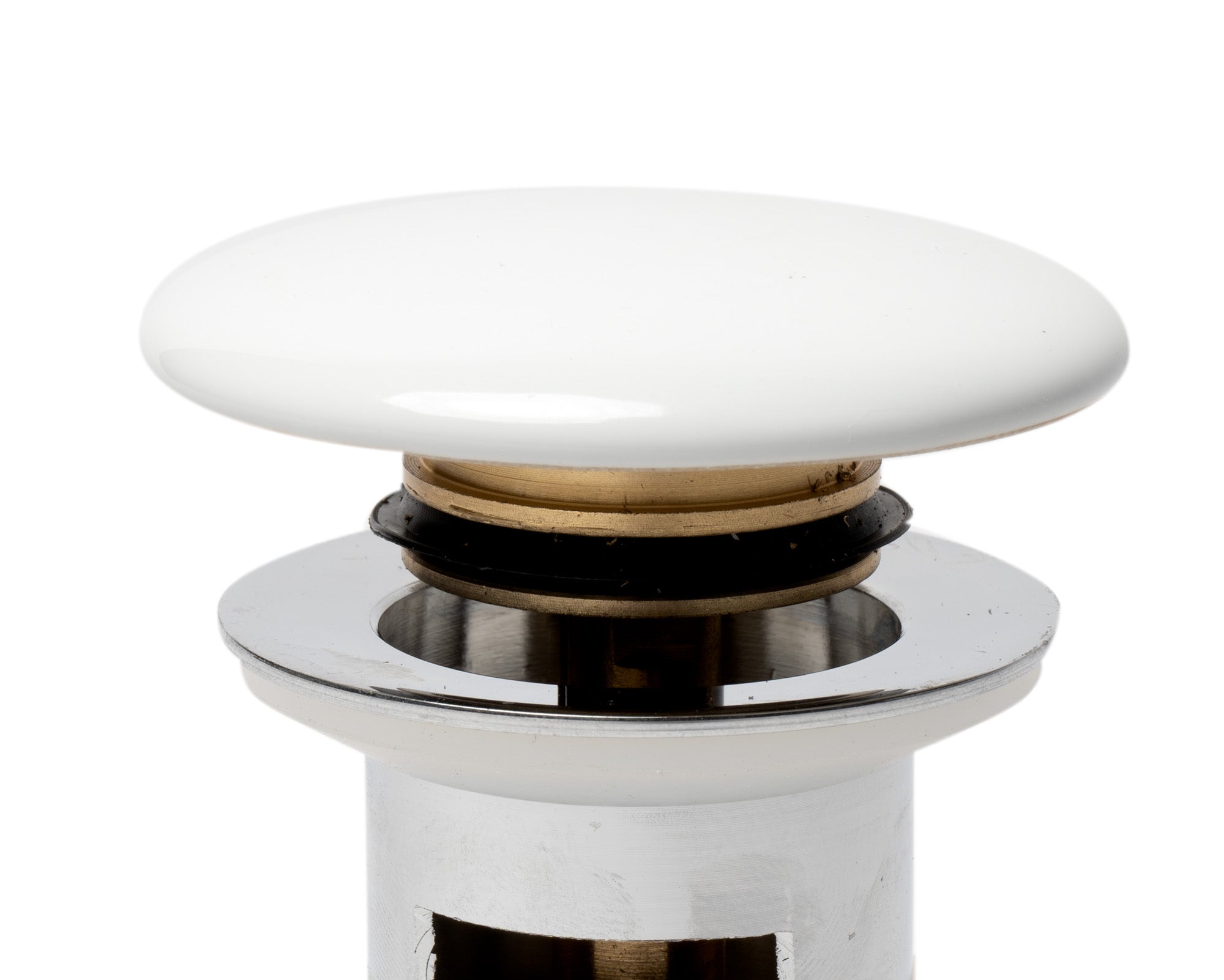 Alternate Image for ALFI brand Brass, AB8056-W White Ceramic Mushroom Top Pop Up Drain for Sinks with Overflow