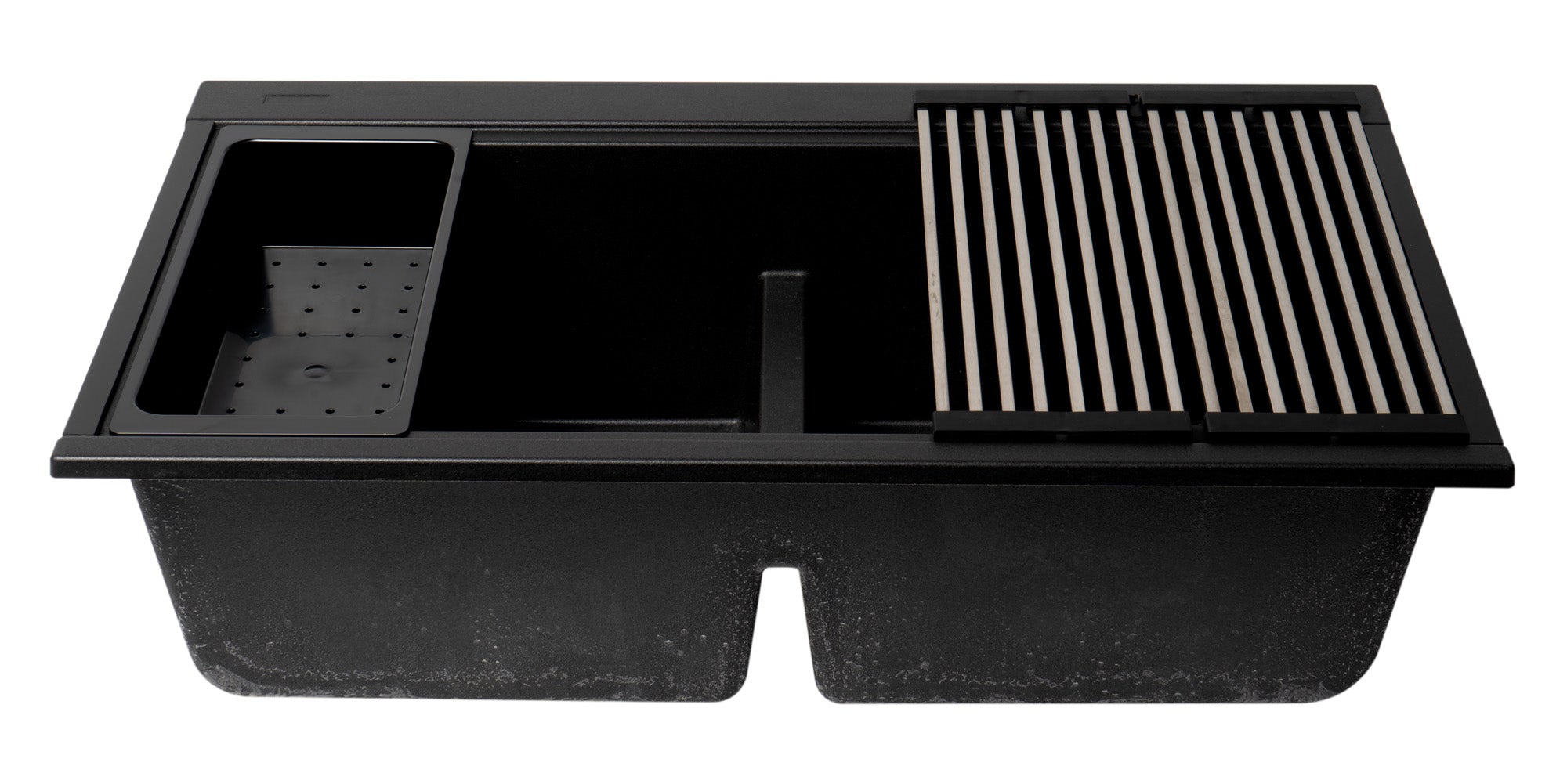 Alternate Image for ALFI 34" Undermount Granite Composite Workstation Kitchen Sink with Accessories, 50/50 Double Bowl, Black, 0 Faucet Hole, AB3418DBUM-BLA