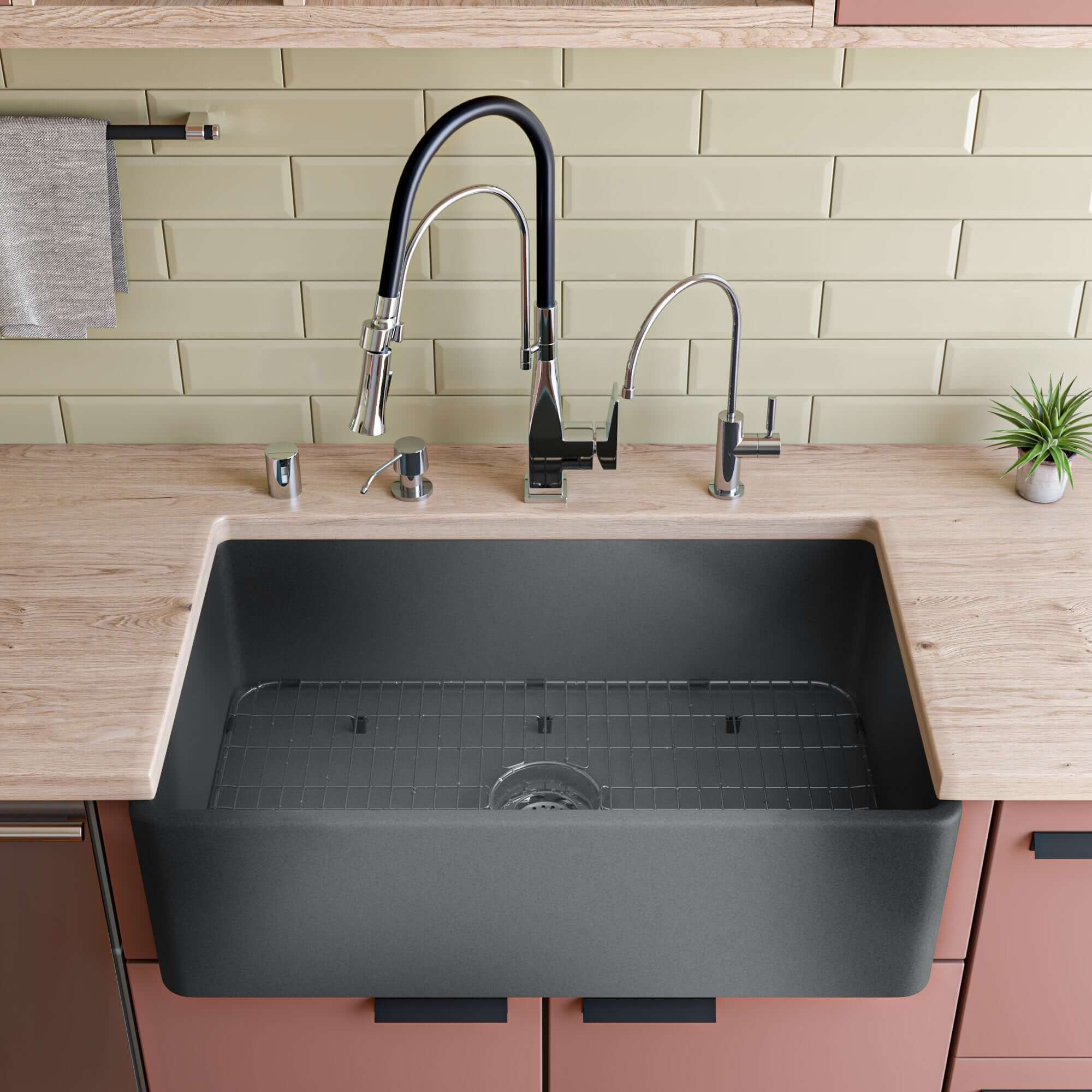 Alternate Image for ALFI brand 33" Fireclay Farmhouse Sink, Concrete, ABCO3320SB