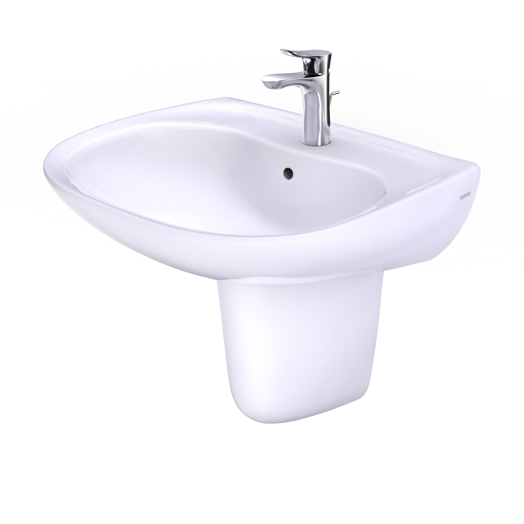 Alternate Image for TOTO Prominence Oval Wall-Mount Bathroom Sink with CeFiONtect and Shroud for Single Hole Faucets, Cotton White, Vitreous China, LHT242G#01