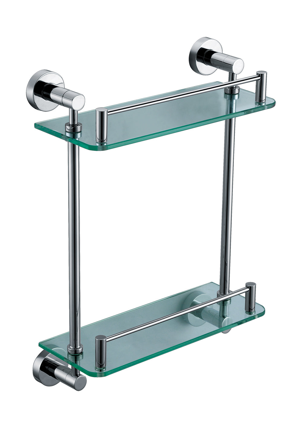 ALFI brand AB9549 Polished Chrome Wall Mounted Double Glass Shower Shelf Bathroom Accessory, Brass, Grey