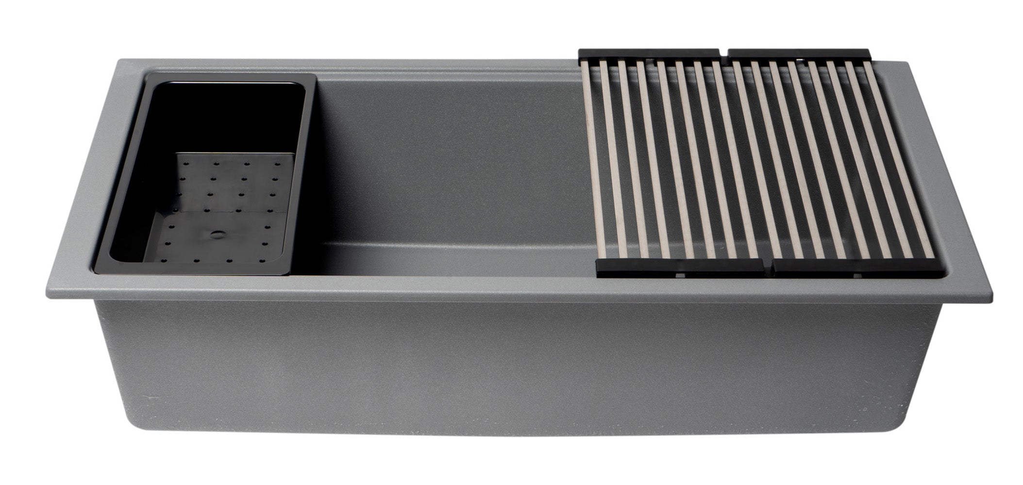 Alternate Image for ALFI brand 34" Under Mount Granite Composite Workstation Kitchen Sink with Accessories, Titanium, No Faucet Hole, AB3418SBUM-T