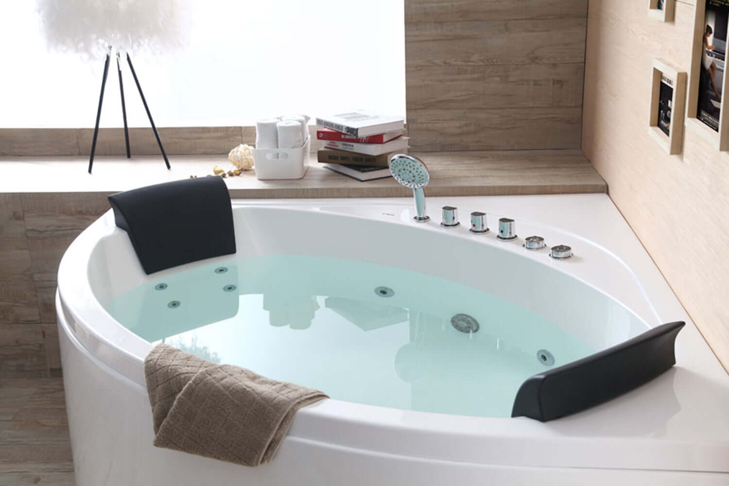 Alternate Image for Eago 59" Acrylic Corner Neo-angle Round Bathtub, White, AM200
