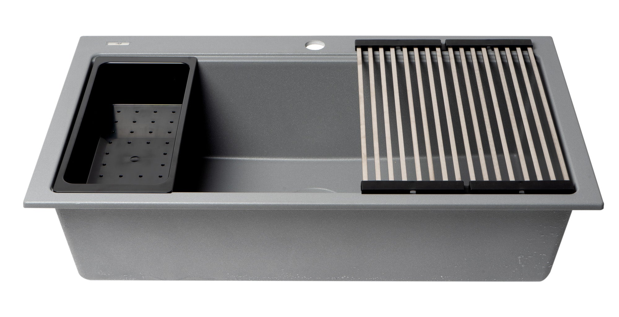 Alternate Image for ALFI brand 34" Drop In Granite Composite Workstation Kitchen Sink with Accessories, Titanium, 1 Faucet Hole, AB3418SBDI-T