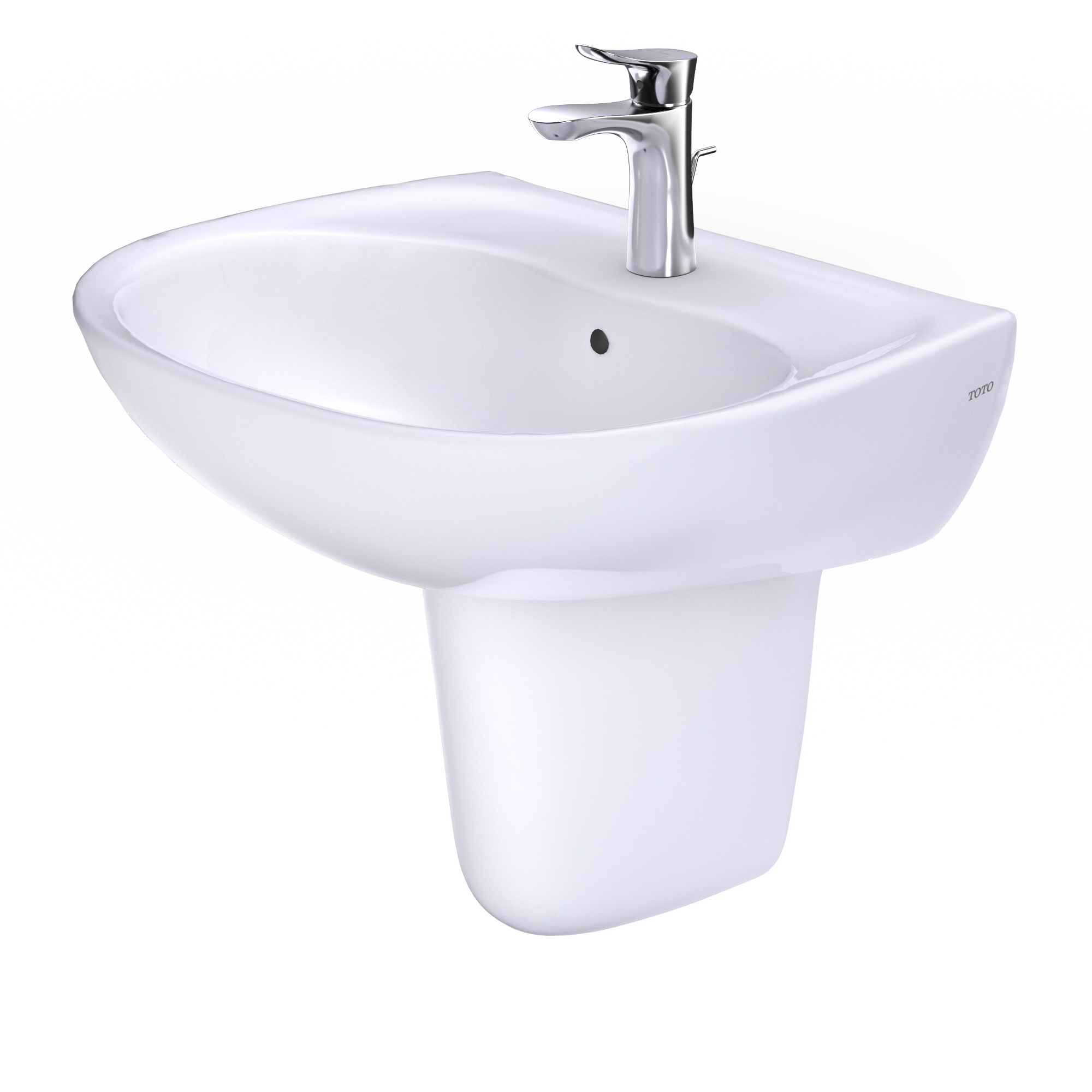 Alternate Image for TOTO Supreme Oval Wall-Mount Bathroom Sink with CeFiONtect and Shroud for Single Hole Faucets, Cotton White, Vitreous China, LHT241G#01