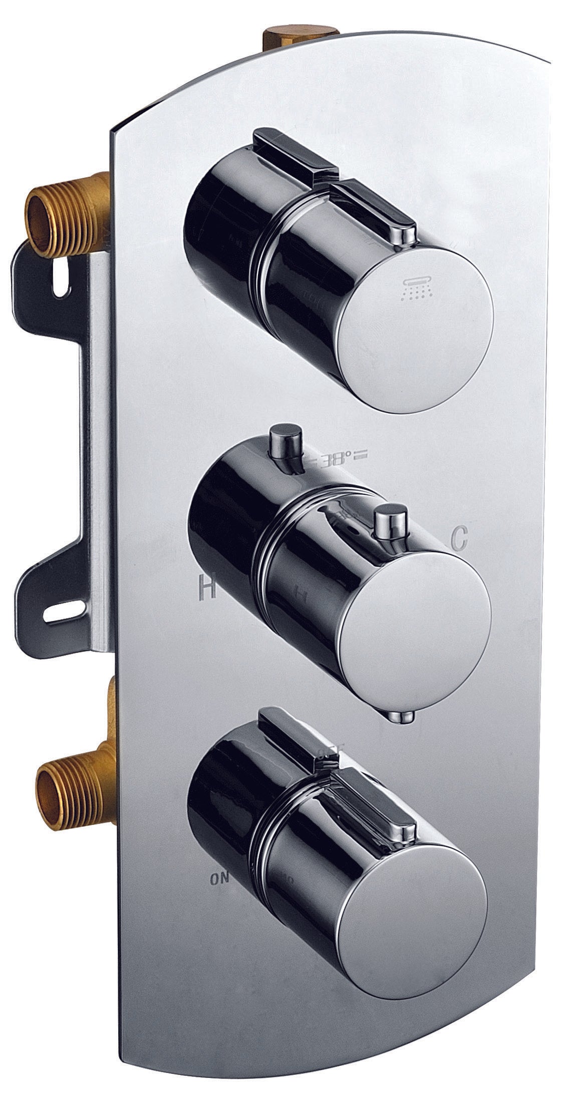 ALFI brand AB3901-PC Polished Chrome Round 2 Way Thermostatic Shower Mixer, Brass