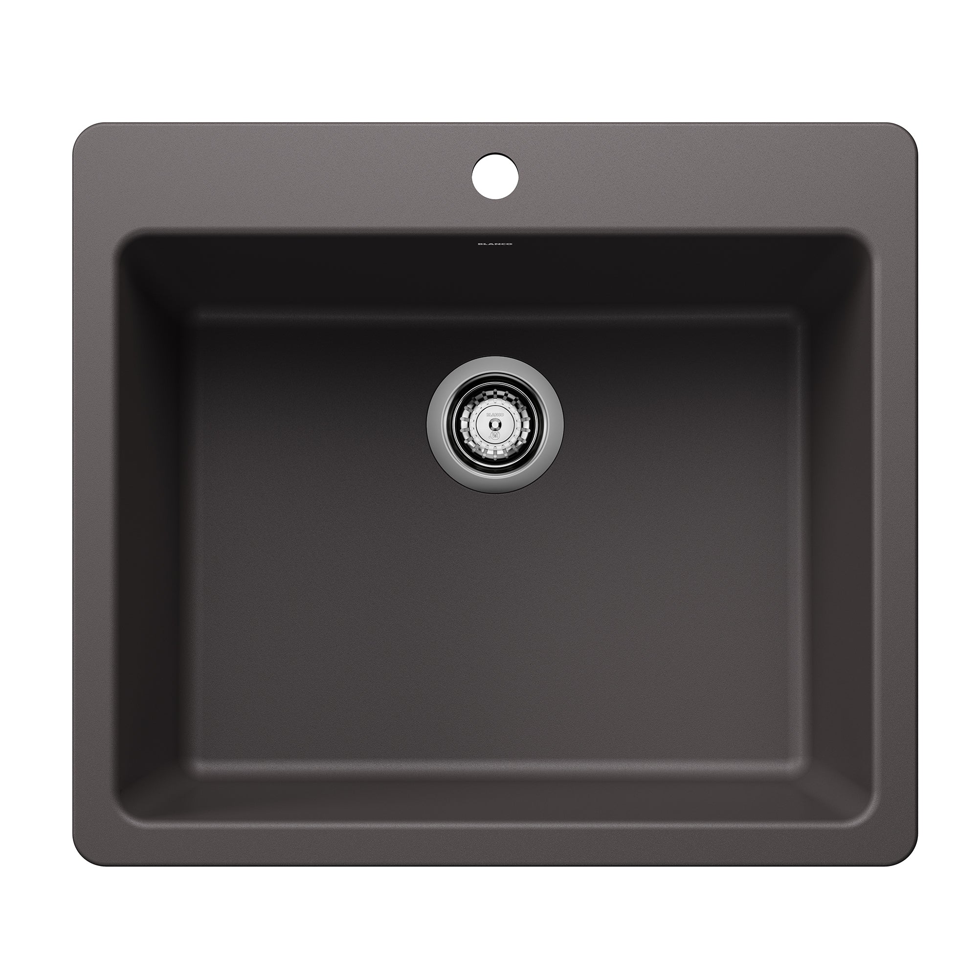 Blanco Liven 25" Dual Mount Silgranit Kitchen Sink, Cinder, 1 Faucet Hole, 443220