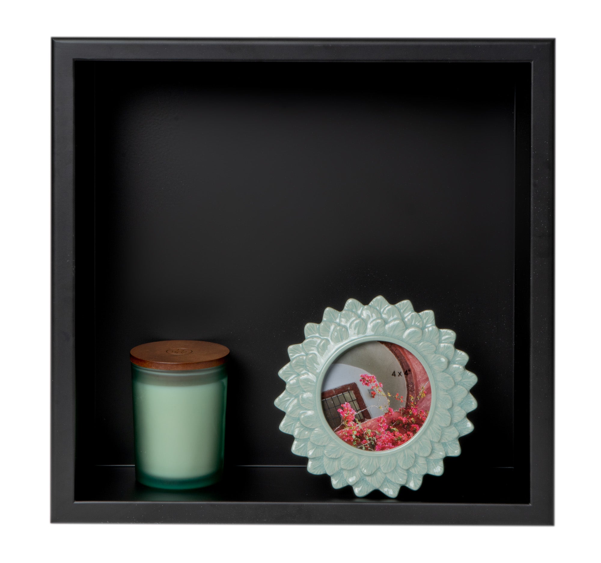 Alternate Image for ALFI brand ABNC1616-BLA 16" x 16" Black Matte Stainless Steel Square Single Shelf Bath Shower Niche, 20 Gauge