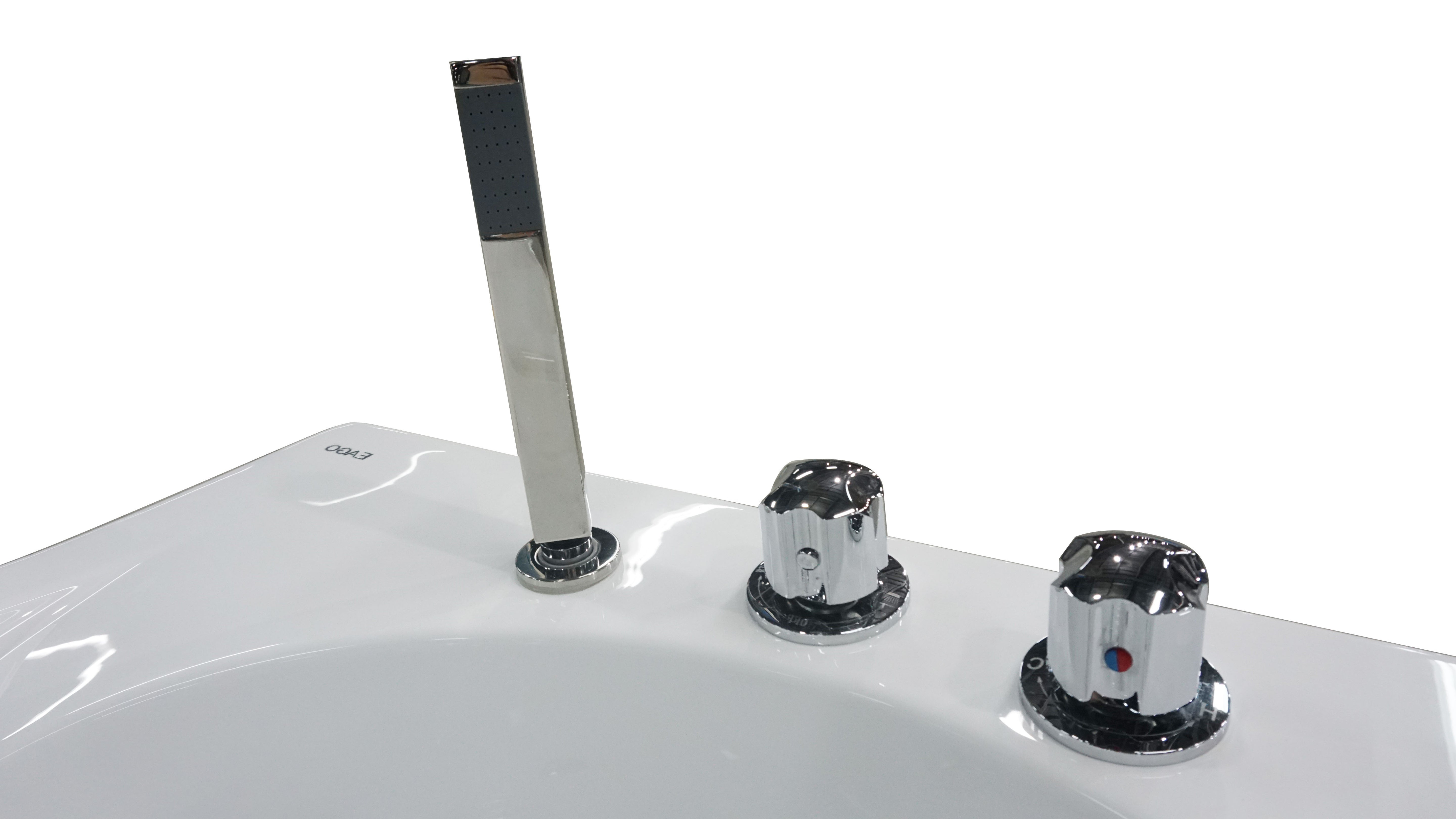 Alternate Image for Eago 71" Acrylic Corner Rectangle Bathtub with Fixtures, White, AM189ETL-R