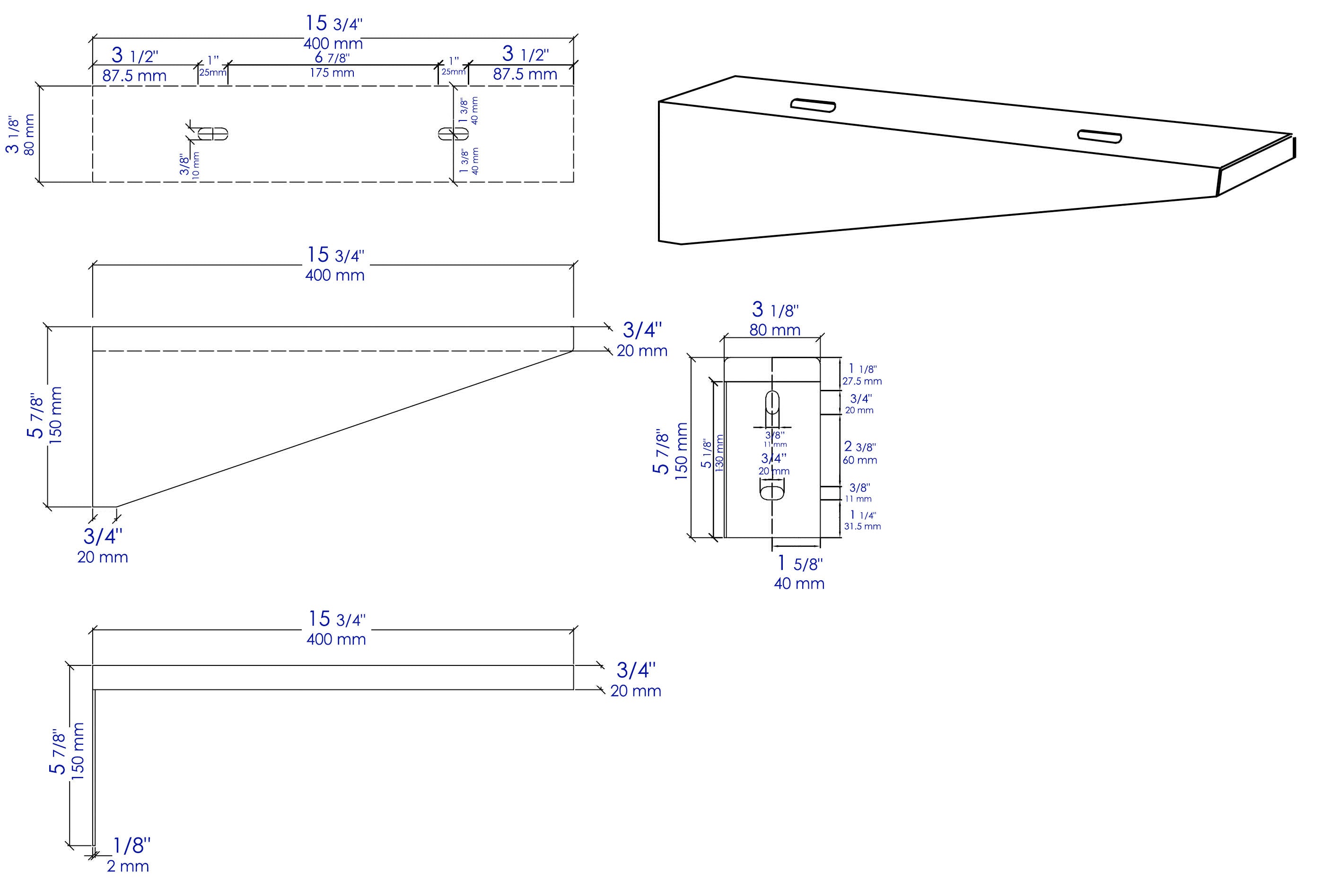 ALFI brand Gray Matte, AB4048BR Wall Mount Installation Brackets for Concrete Sink ABCO40R and ABCO48R