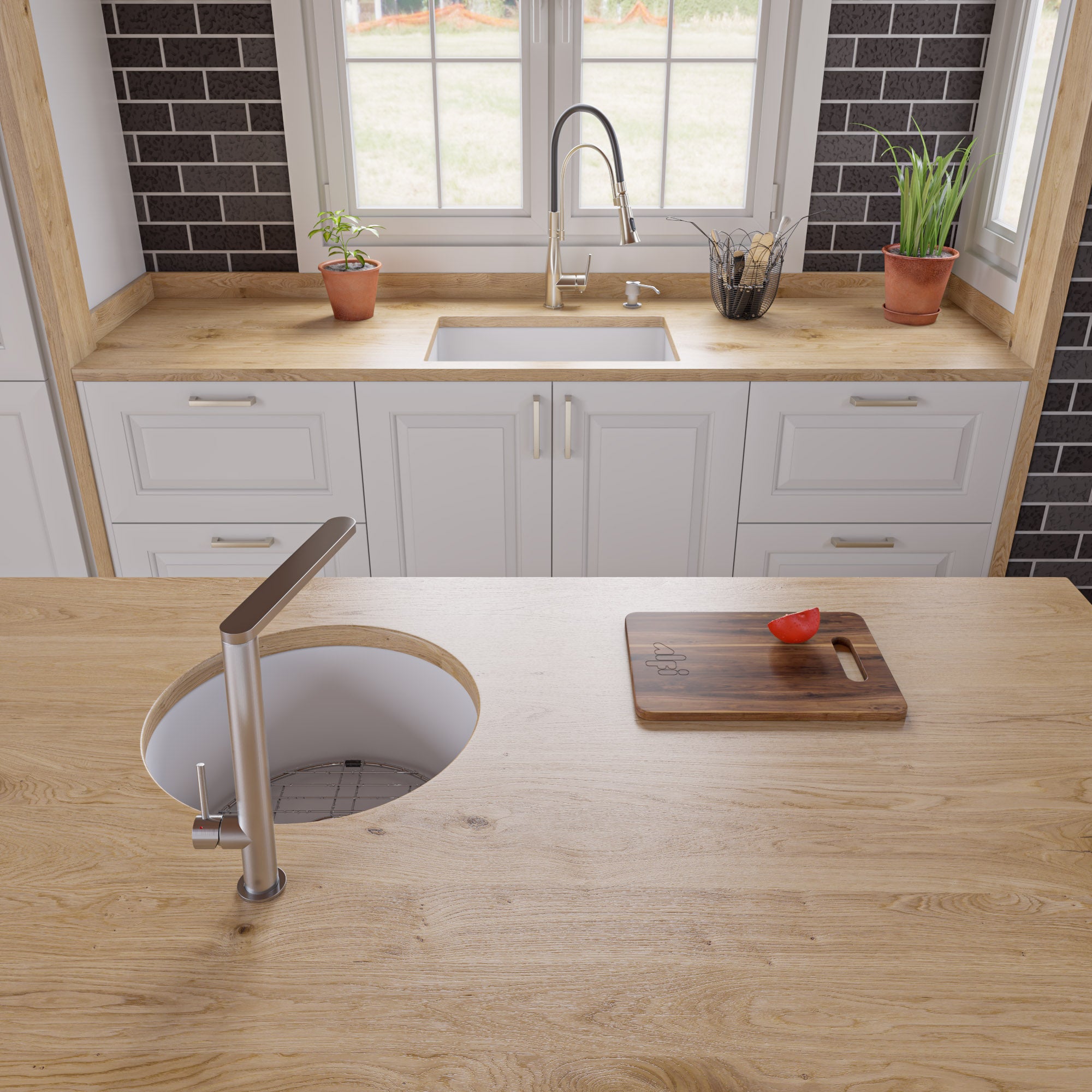 Alternate Image for ALFI brand 27" Dual Mount Fireclay Kitchen Sink, White, No Faucet Hole, ABF2718UD-W