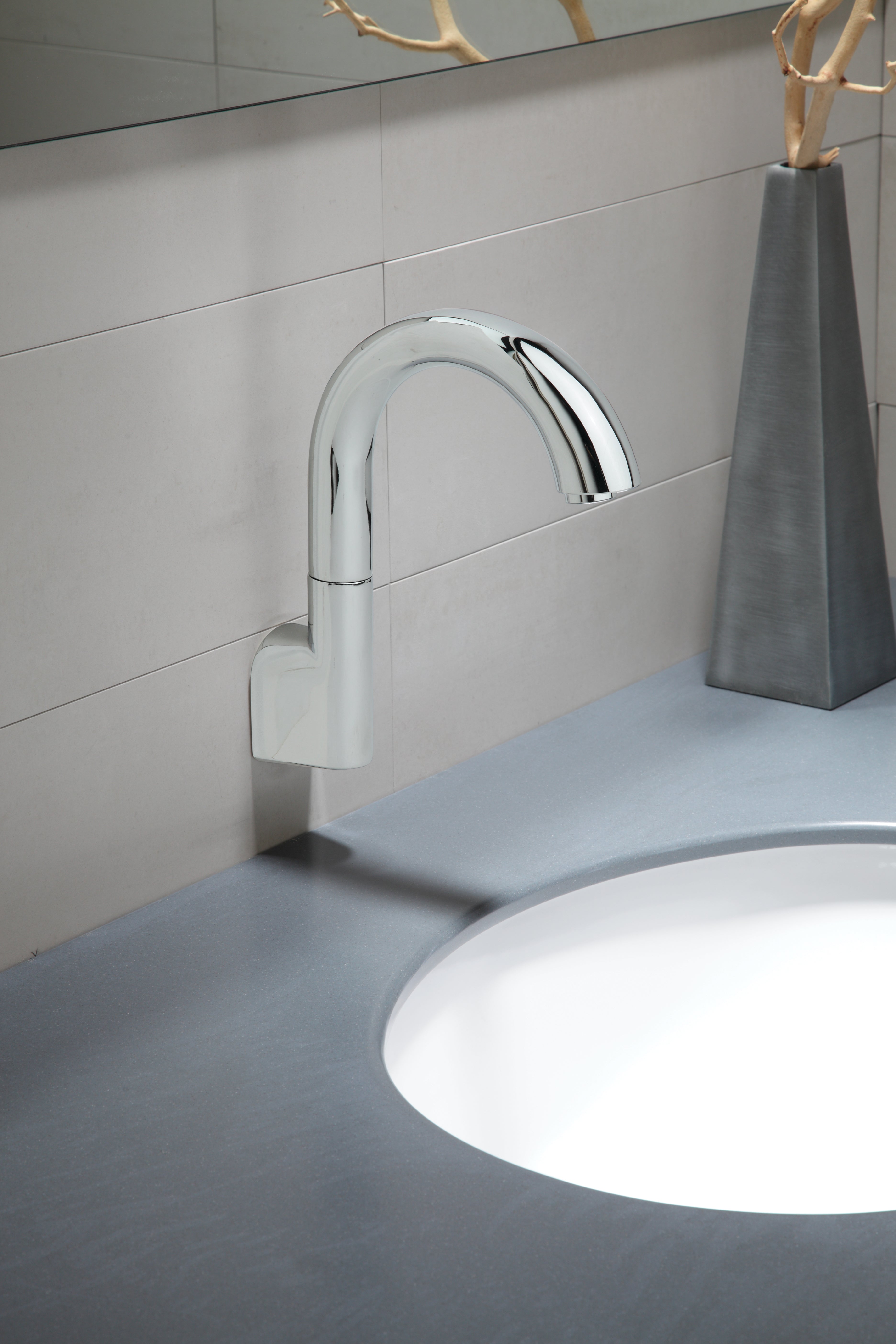 TOTO Gooseneck Wall-Mount ECOPOWER 0.35 GPM Electronic Touchless Sensor Bathroom Faucet, Polished Chrome, Brass, TEL163-D20E#CP
