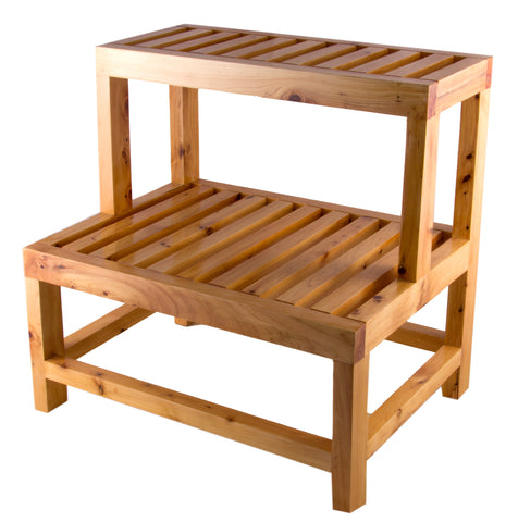 ALFI brand Cedar Wood, Natural Wood, AB4402 20" Double Wooden Stepping Stool Multi-Purpose Accessory