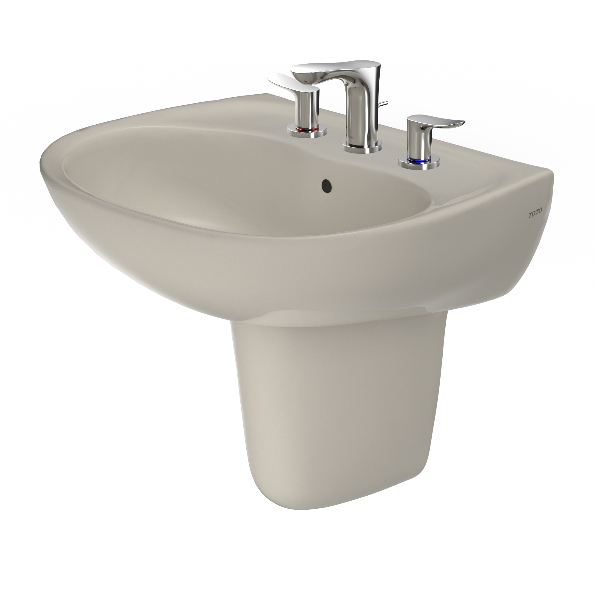Alternate Image for TOTO Supreme Oval Wall-Mount Bathroom Sink with CEFIONTECT and Shroud for 8 Inch Center Faucets, Bone, Vitreous China, LHT241.8G#03
