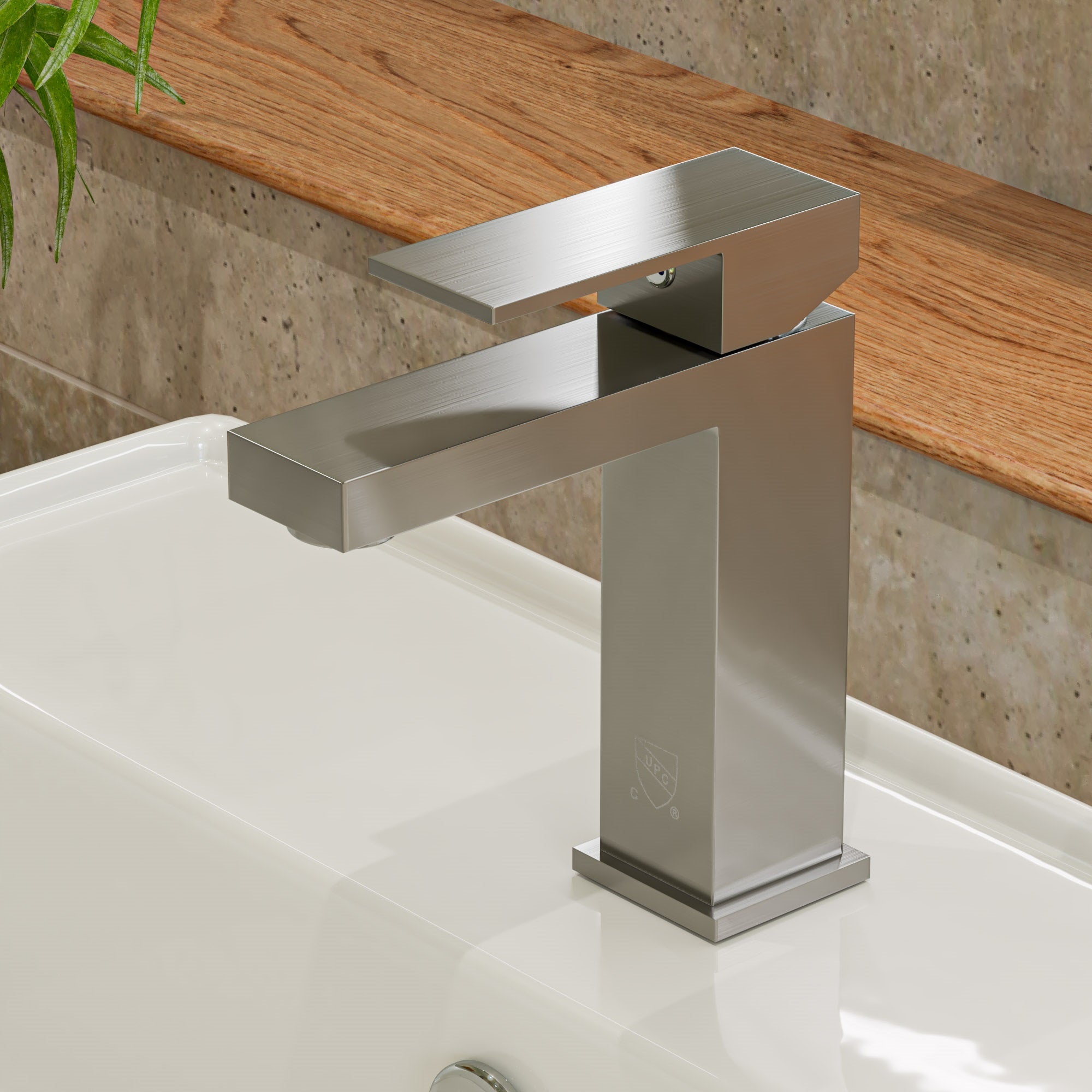 Alternate Image for ALFI Brushed Nickel Square Single Lever Bathroom Faucet, AB1229-BN
