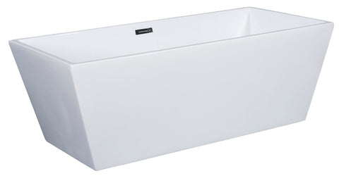 ALFI brand 59" Acrylic Free Standing Rectangle Soaking Bathtub, White, AB8833