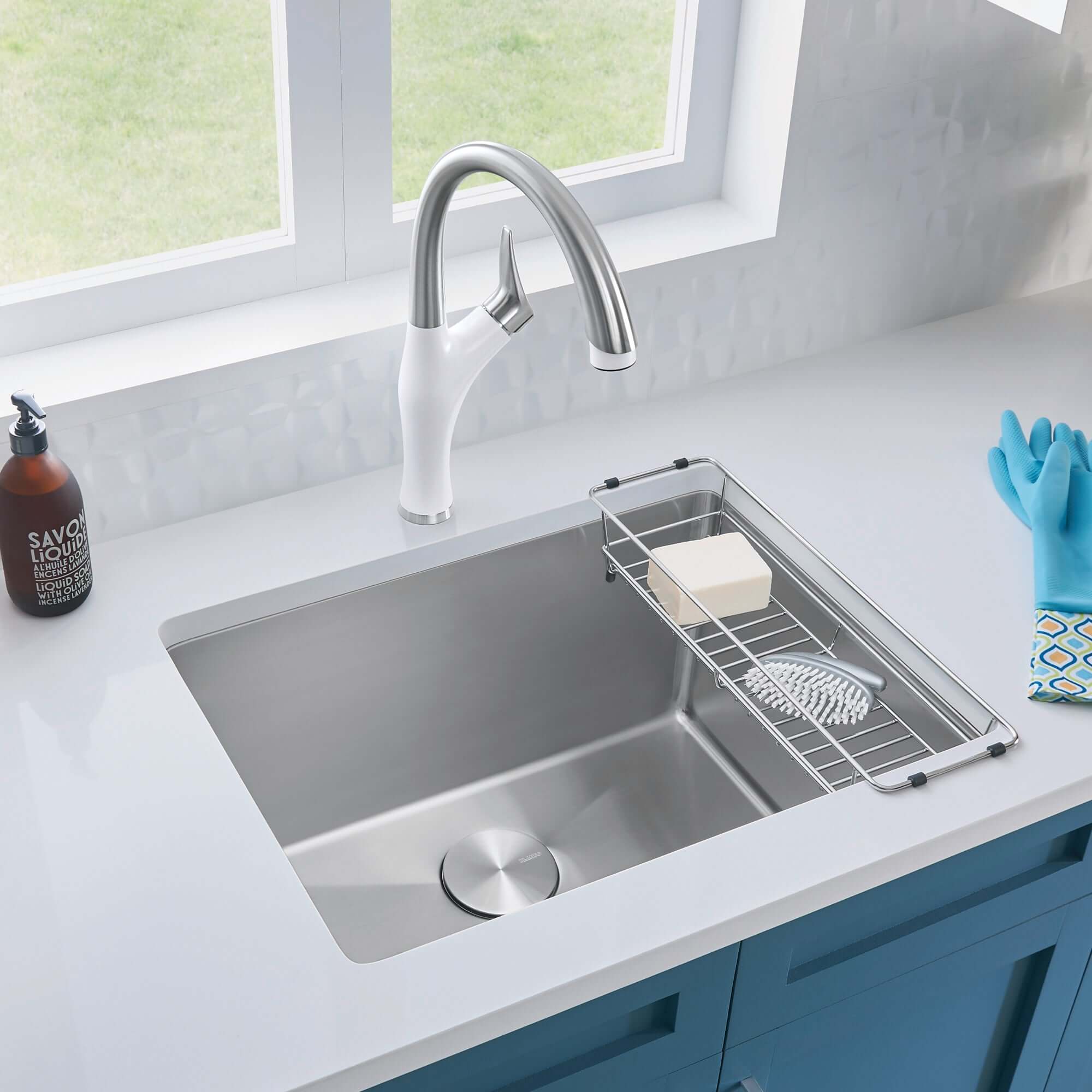 Alternate Image for Blanco Quatrus 25" Drop In/Topmount Stainless Steel Laundry Sink, Satin Polish, 18 Gauge, 1 Faucet Hole, 443151