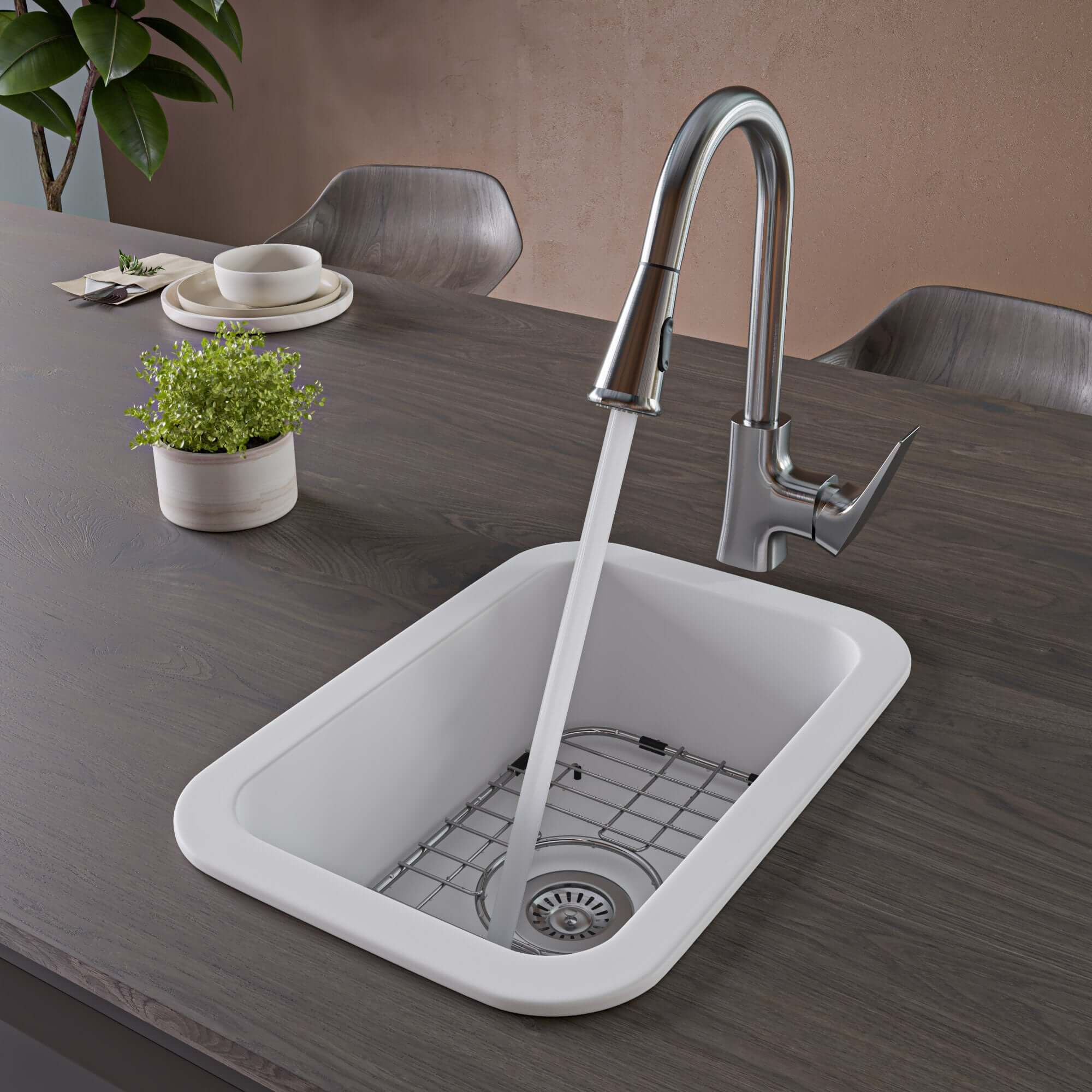 ALFI brand 19 rectangle fireclay bar/prep sink white product image