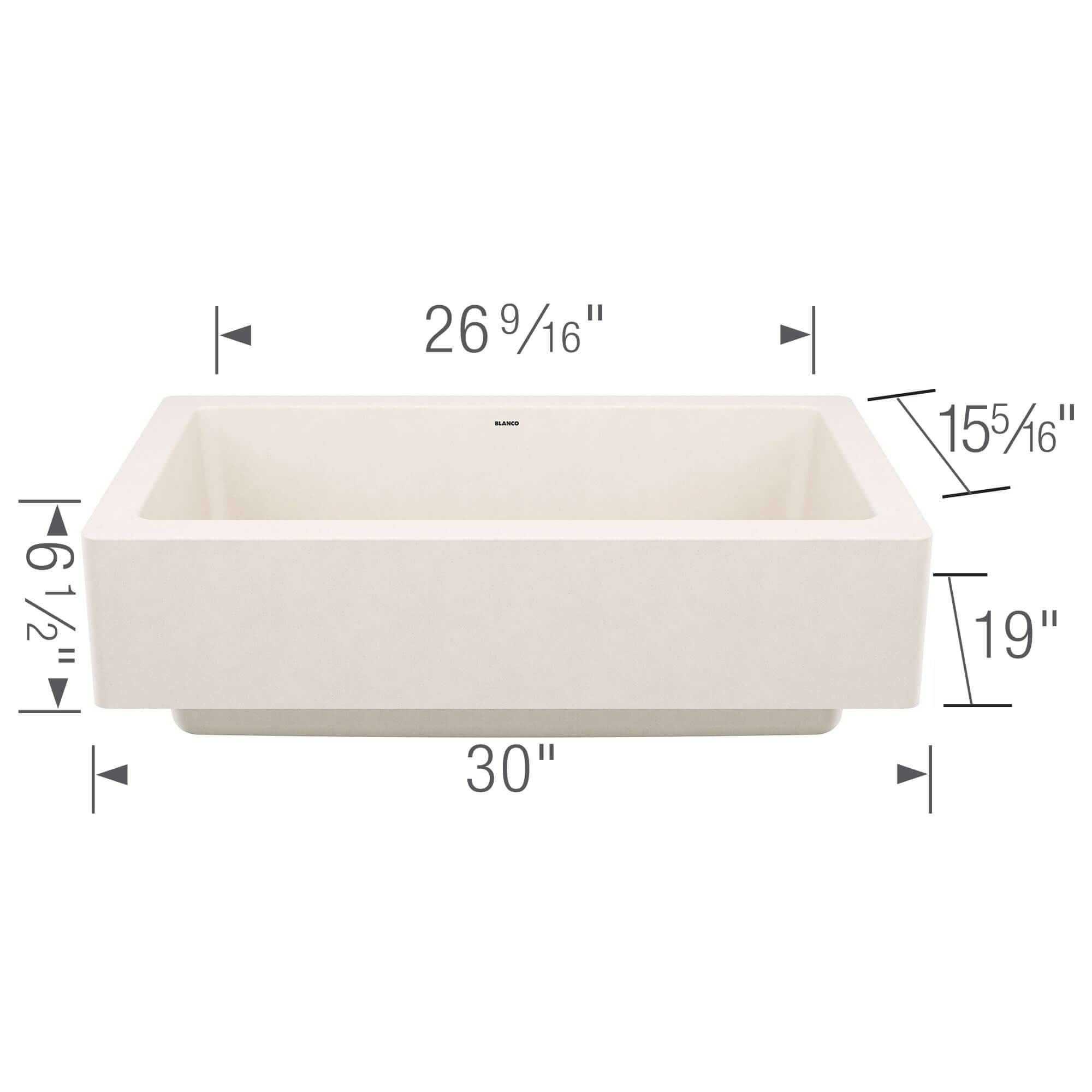 Alternate Image for Blanco Vintera 30" Silgranit Farmhouse Sink, Soft White, No Faucet Hole, 527408