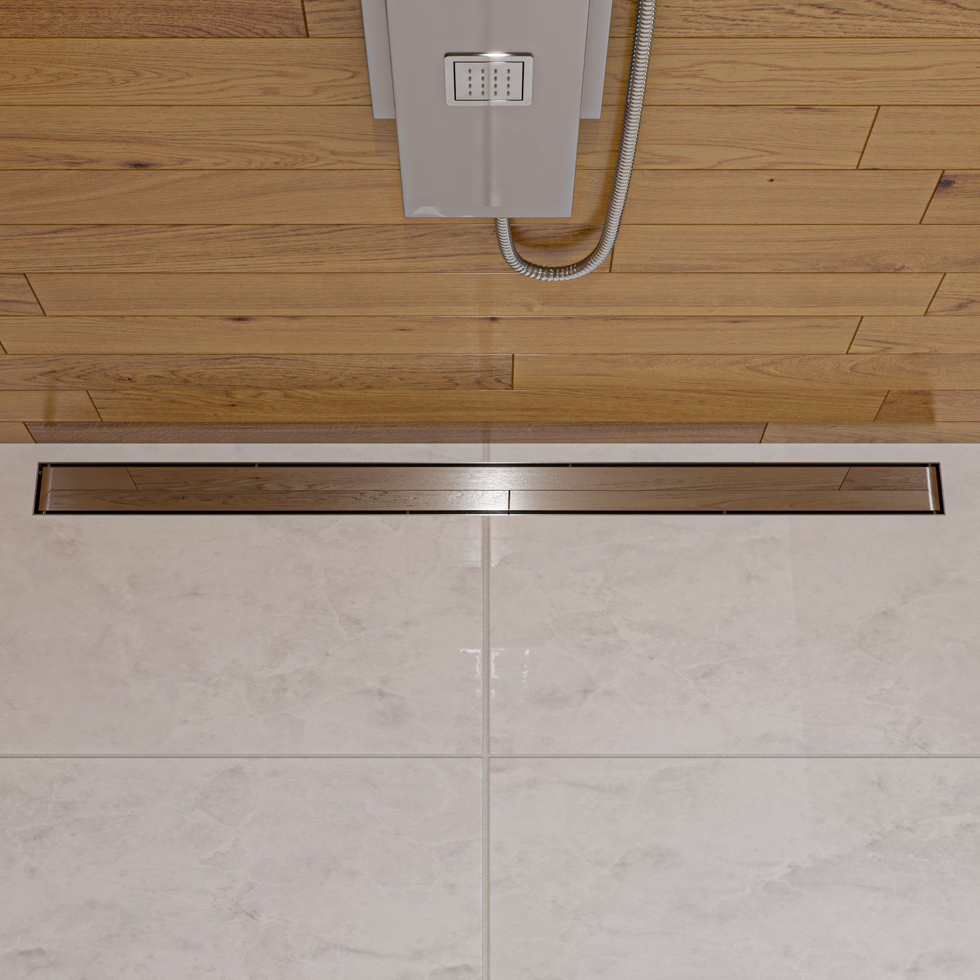 ALFI brand ABLD47B-PSS 47" Polished Stainless Steel Linear Shower Drain with Solid Cover