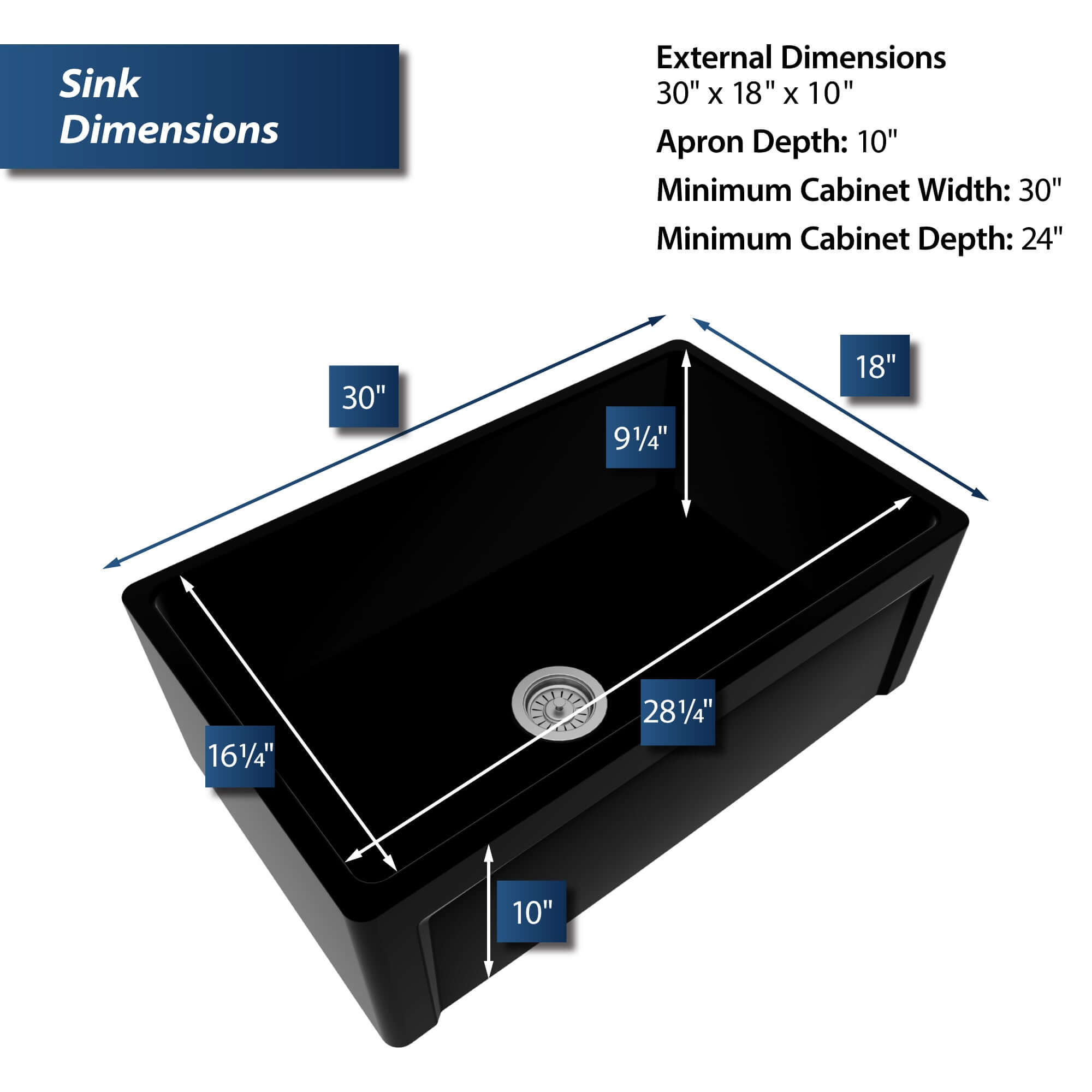 Alternate Image for Karran Fireclay 30" Fireclay Farmhouse Sink with Accessories, Matte Black, FCP30SBMB