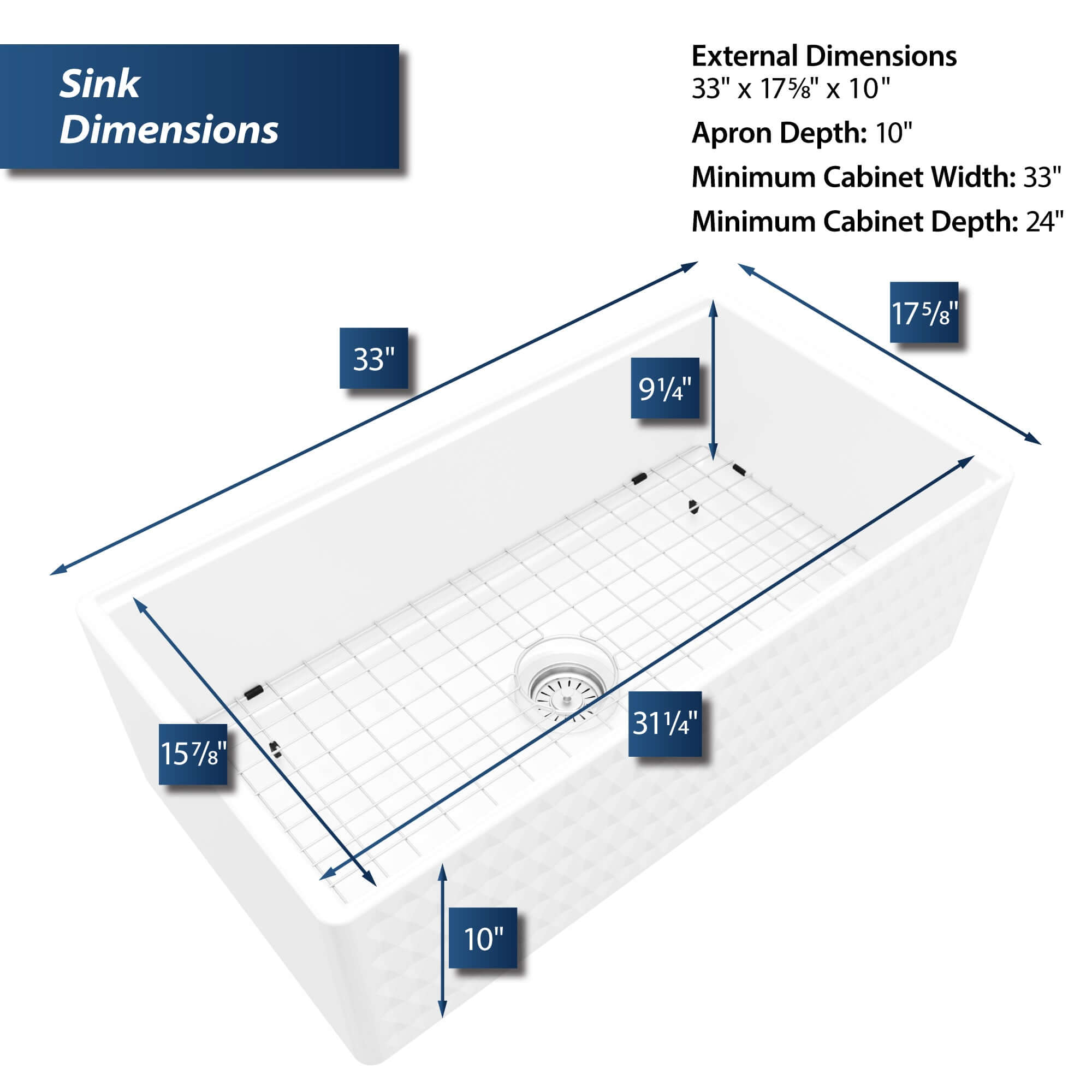 Alternate Image for Karran Fireclay 33" Fireclay Workstation Farmhouse Sink with Accessories, White, FCWSD33SBWH-PK1