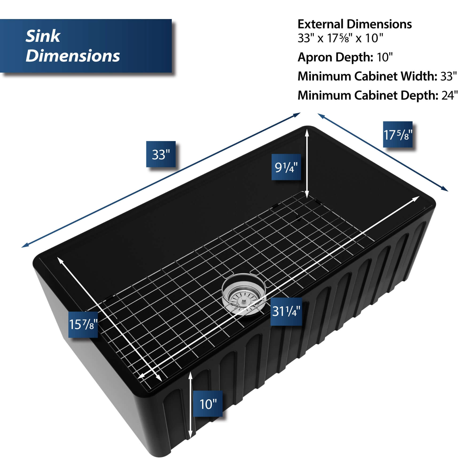 Alternate Image for Karran Fireclay 33" Fireclay Workstation Farmhouse Sink with Accessories, Matte Black, FCWSF33SBMB-PK1