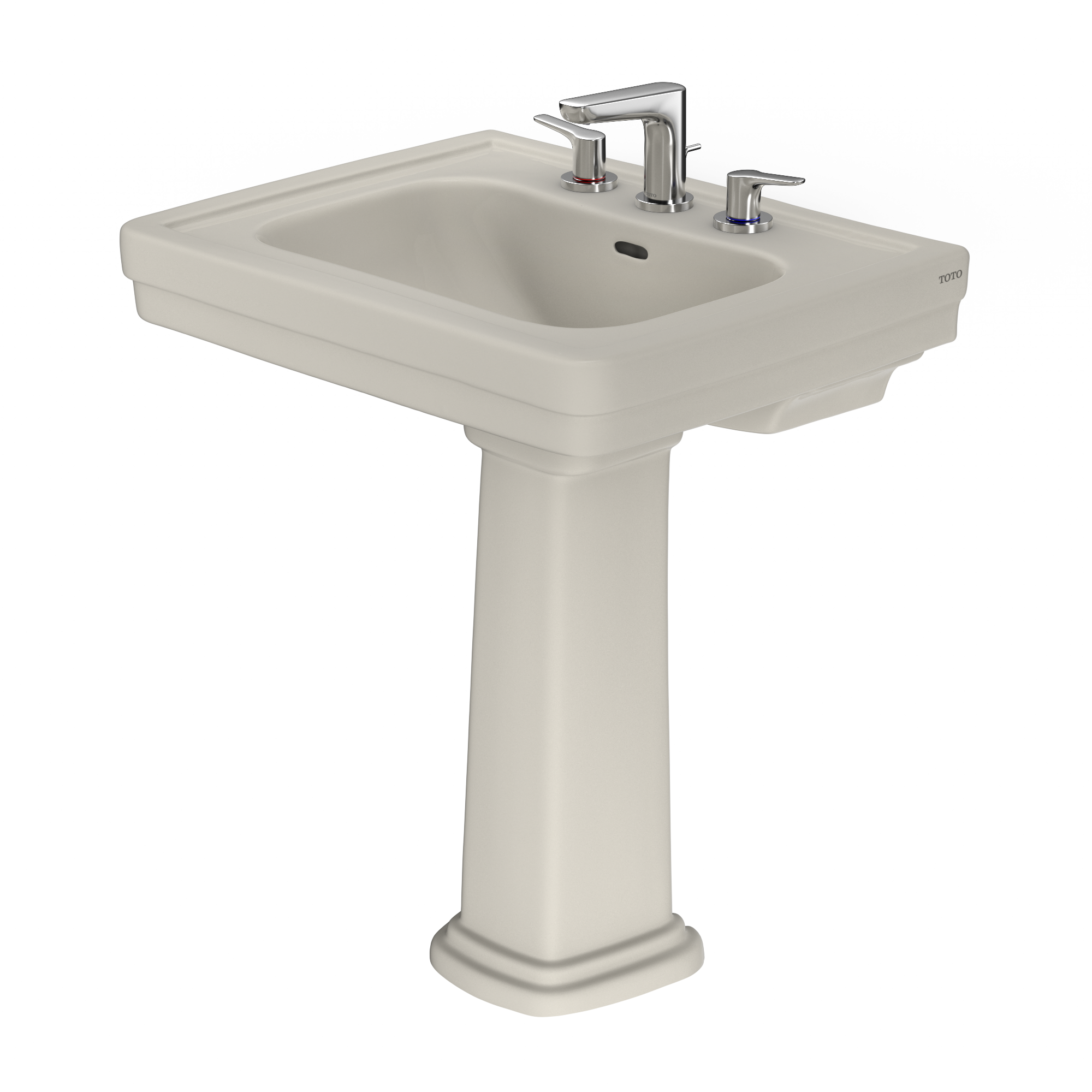 Alternate Image for TOTO Promenade 27-1/2" x 22-1/4" Rectangular Pedestal Bathroom Sink for 8 inch Center Faucets, Sedona Beige, Vitreous China, LPT530.8N#12
