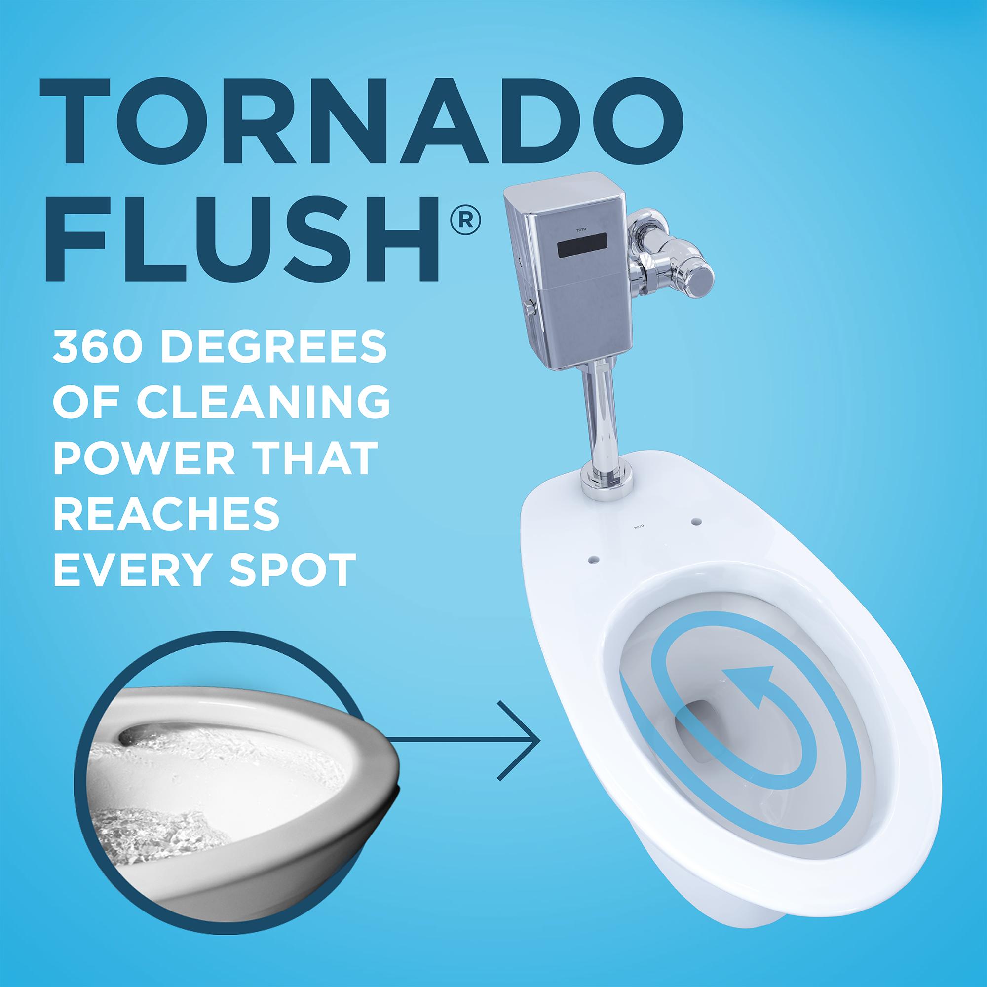 Alternate Image for TOTO TORNADO FLUSH Commercial Flushometer Wall-Mounted Toilet, Elongated, Cotton White, Vitreous China, CT728CU#01