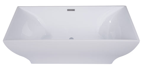 ALFI brand 67" Acrylic Free Standing Rectangle Soaking Bathtub, White, AB8840