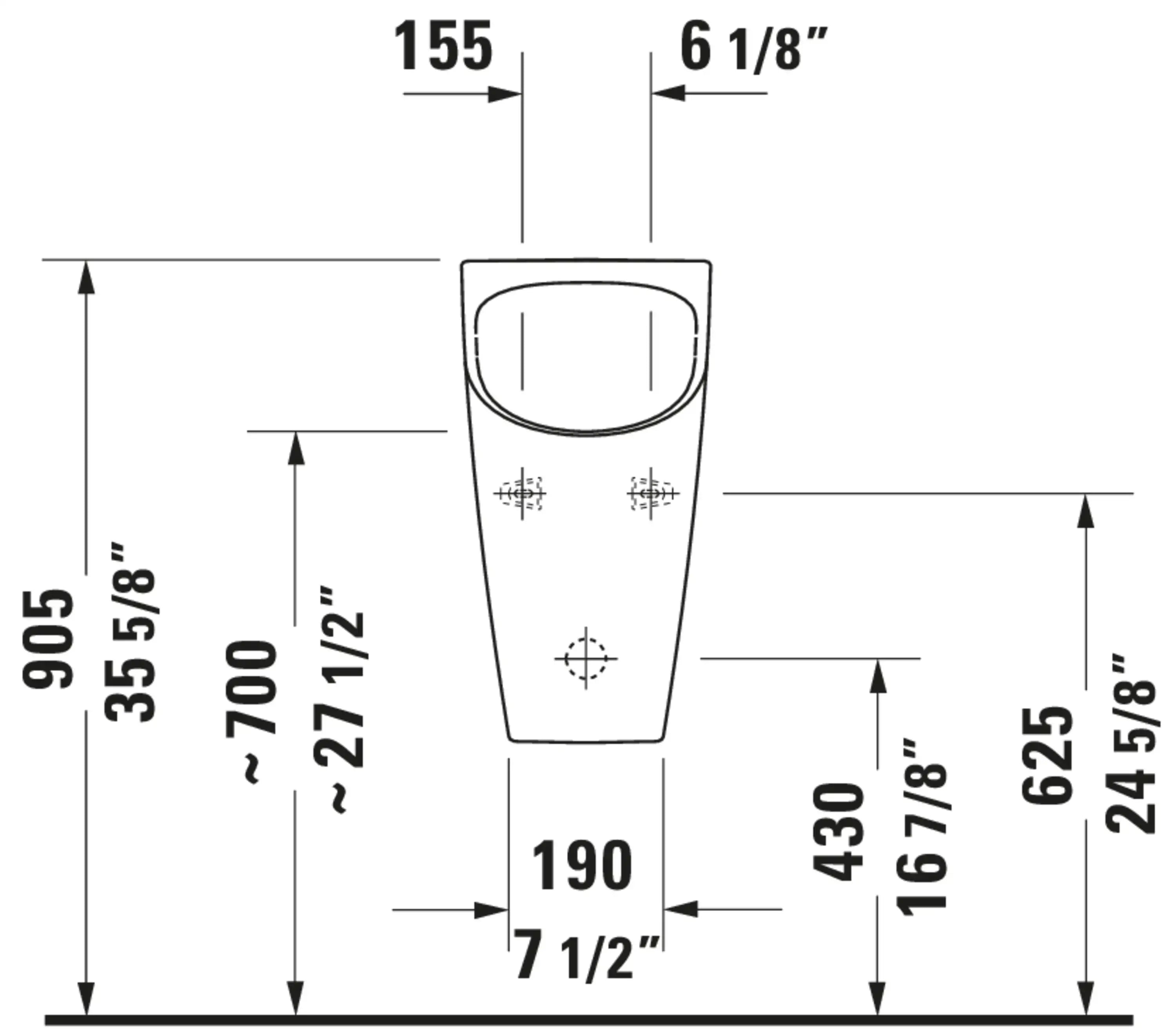 Duravit ME by Starck GPF ADA Compliant Ceramic Urinal in White High Gloss, 2814300000