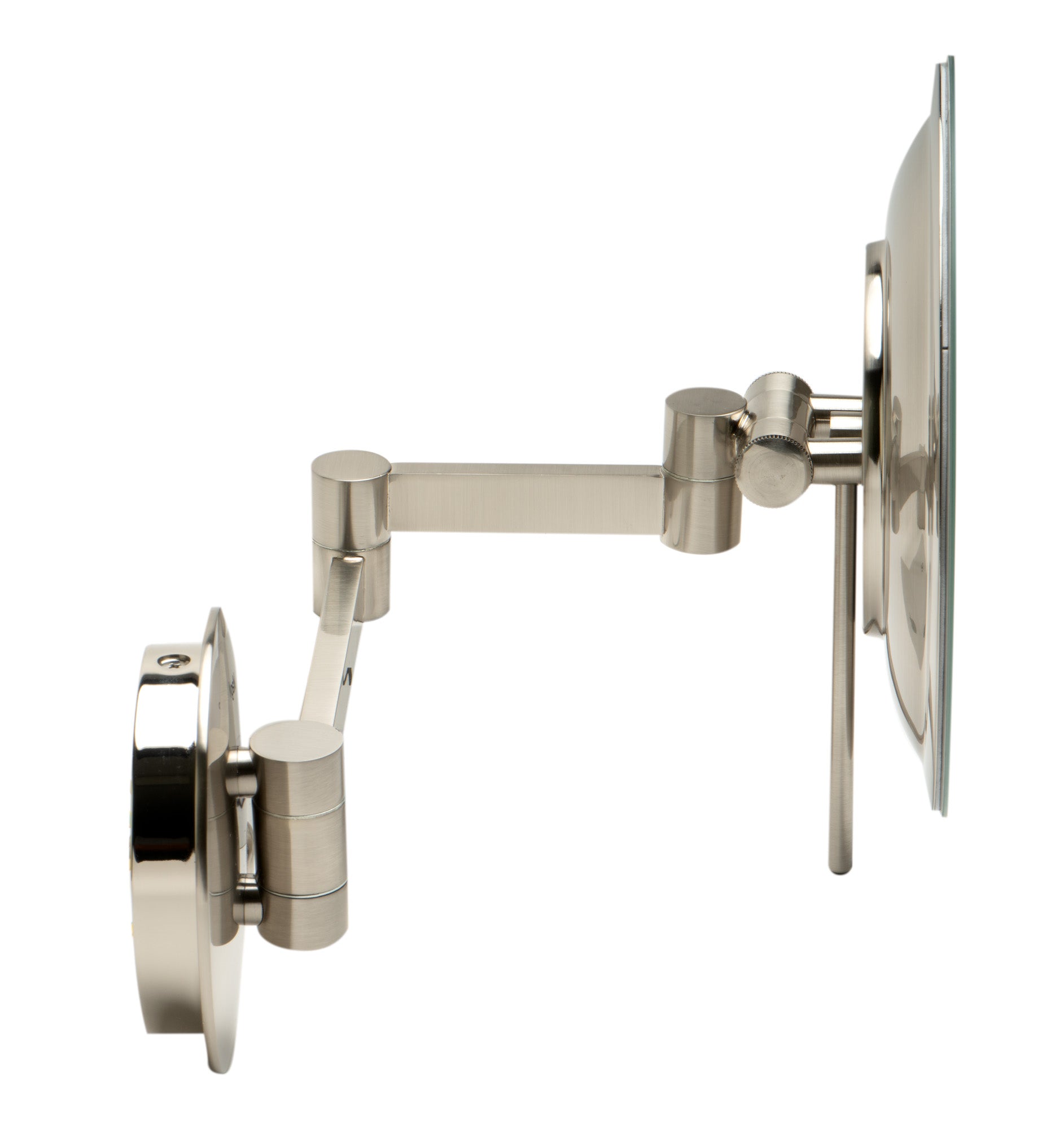 Alternate Image for ALFI brand ABM9WLED-BN Brushed Nickel Wall Mount Round 9" 5x Magnifying Cosmetic Mirror with Light