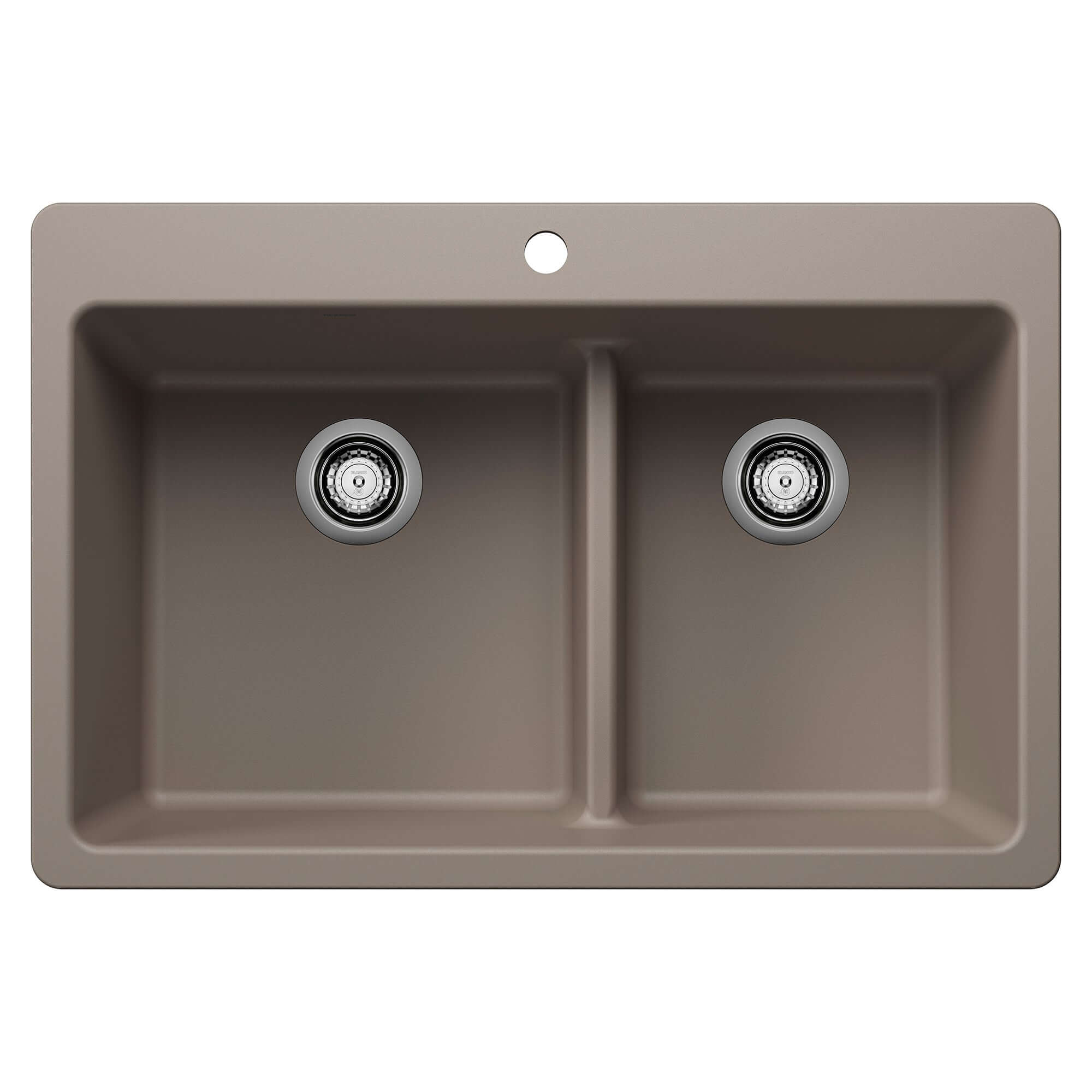 Alternate Image for Blanco Liven 33" Dual Mount Silgranit Kitchen Sink, 60/40 Double Bowl, Truffle, 1 Faucet Hole, 443214