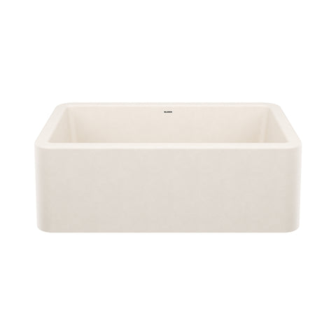 Blanco Ikon 30" Silgranit Farmhouse Sink, Soft White, No Faucet Hole, 443076