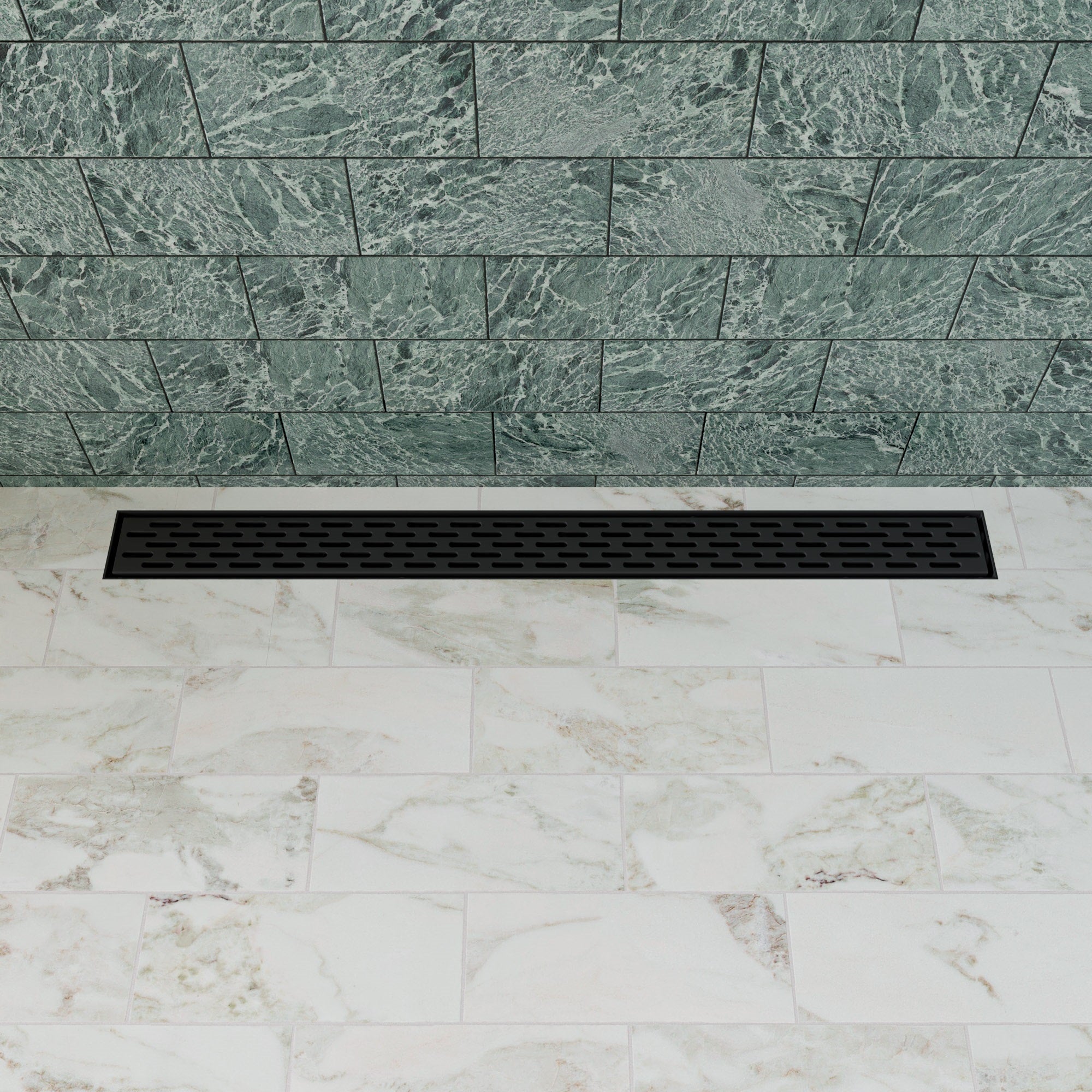ALFI brand ABLD32C-BM 32" Black Matte Stainless Steel Linear Shower Drain with Groove Holes