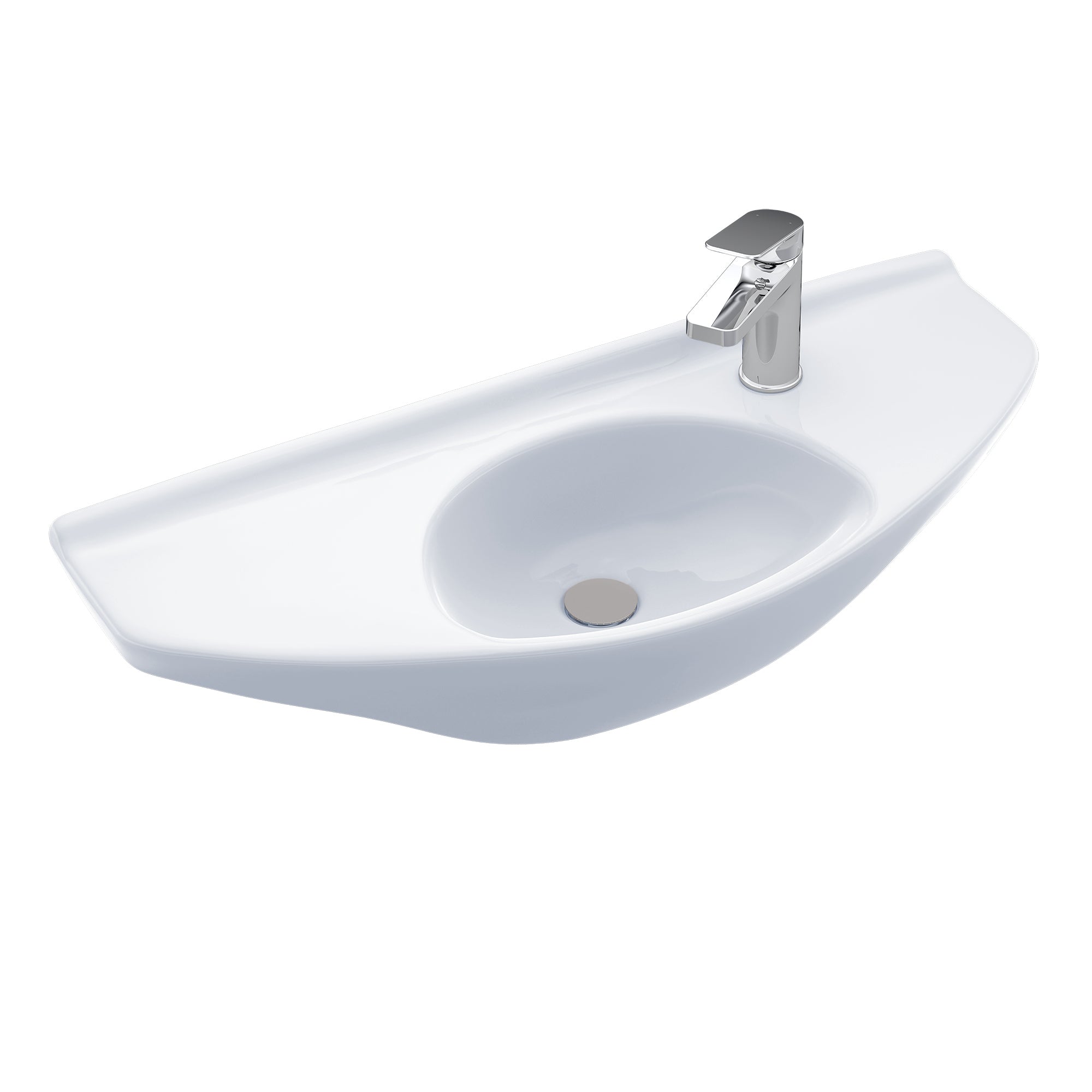 Alternate Image for TOTO Oval Wall-Mount Bathroom Sink with CEFIONTECT, Cotton White, Vitreous China, LT650G#01