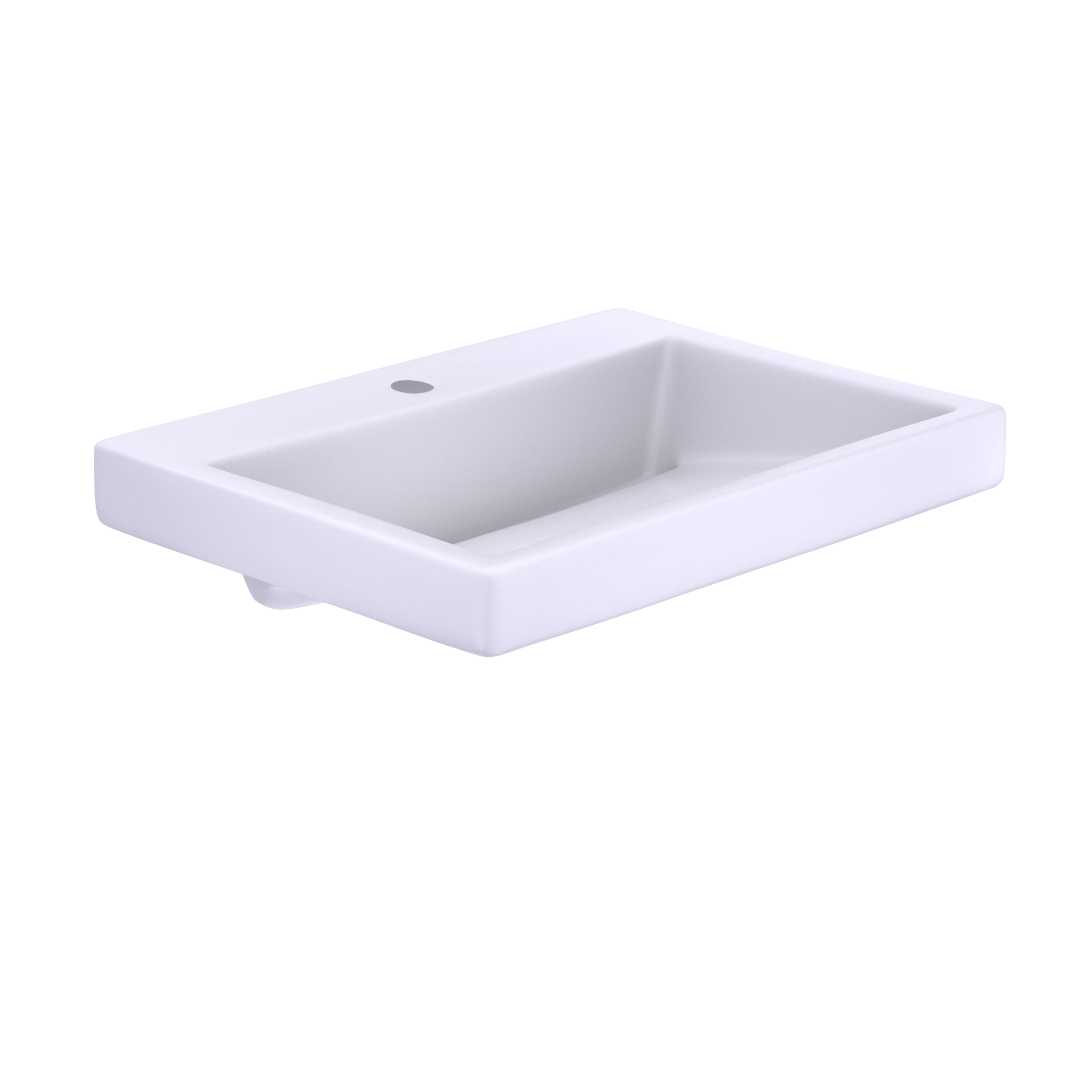 TOTO Kiwami Renesse Design I Rectangular Fireclay Vessel Bathroom Sink with CEFIONTECT for Single Hole Faucets, Cotton White, Fired Clay, LT171G#01