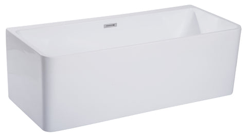 ALFI brand 67" Acrylic Free Standing Rectangle Soaking Bathtub, White, AB8859