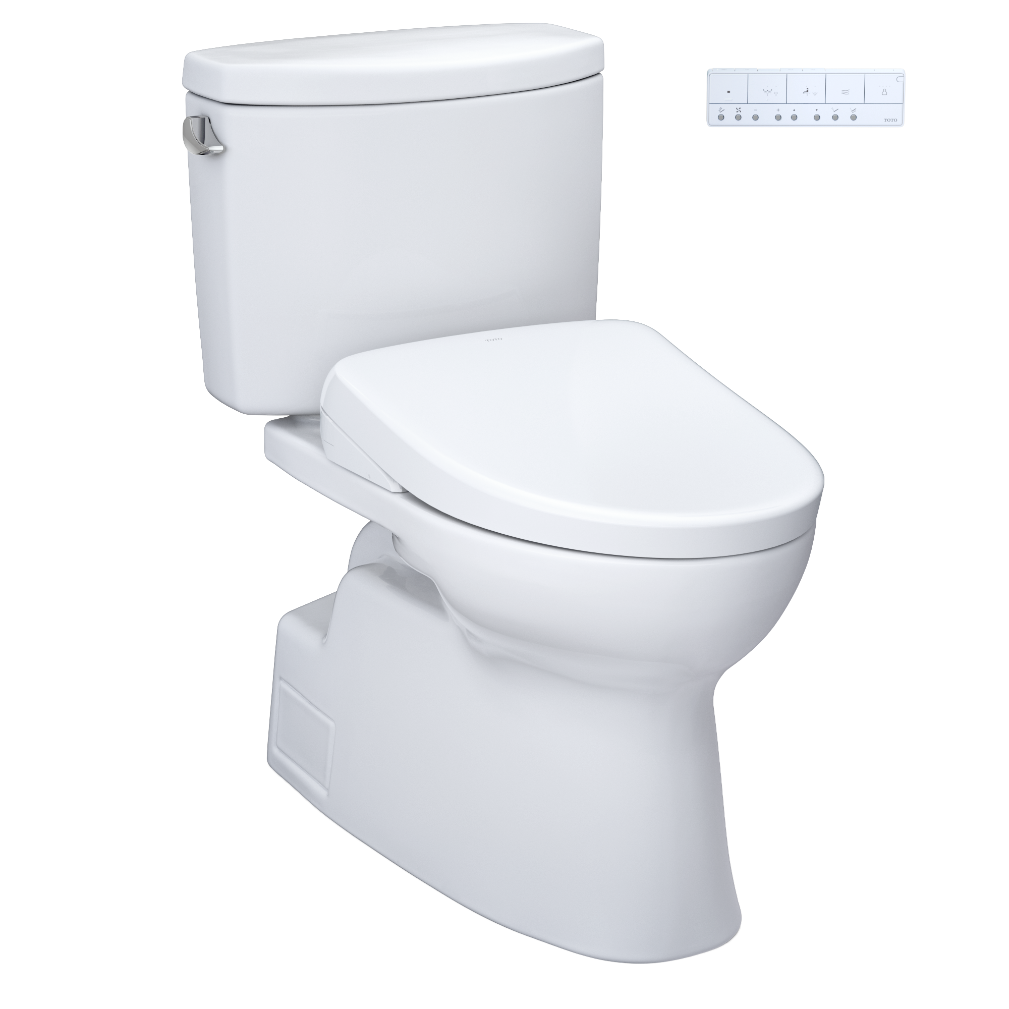 TOTO WASHLET+ Vespin II Two-Piece Elongated 1.28 GPF Toilet with Auto Flush WASHLET+ S7A Contemporary Bidet Seat, Cotton White, Vitreous China|Plastic, MW4744736CEFGA#01