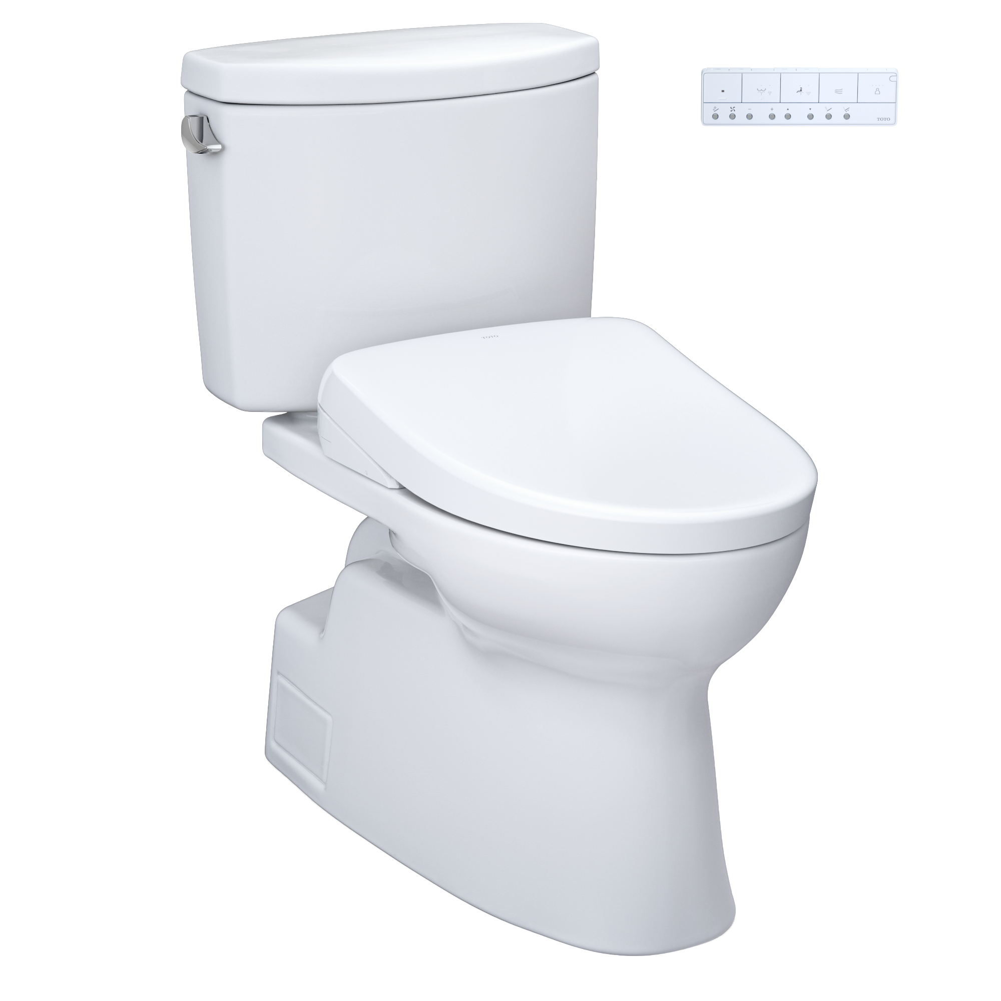 TOTO WASHLET+ Vespin II Two-Piece Elongated 1.28 GPF Toilet and WASHLET+ S7A Contemporary Bidet Seat, Cotton White, Vitreous China|Plastic, MW4744736CEFG#01