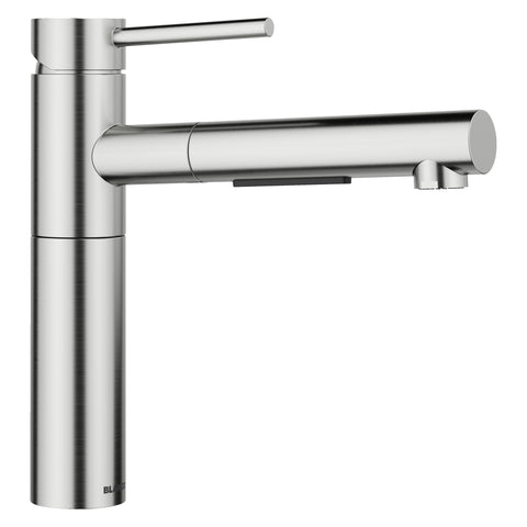Blanco Alta II Low Arc Pull-Out Dual-Spray Kitchen Faucet, PVD Steel, 1.5 GPM, Brass, 527559