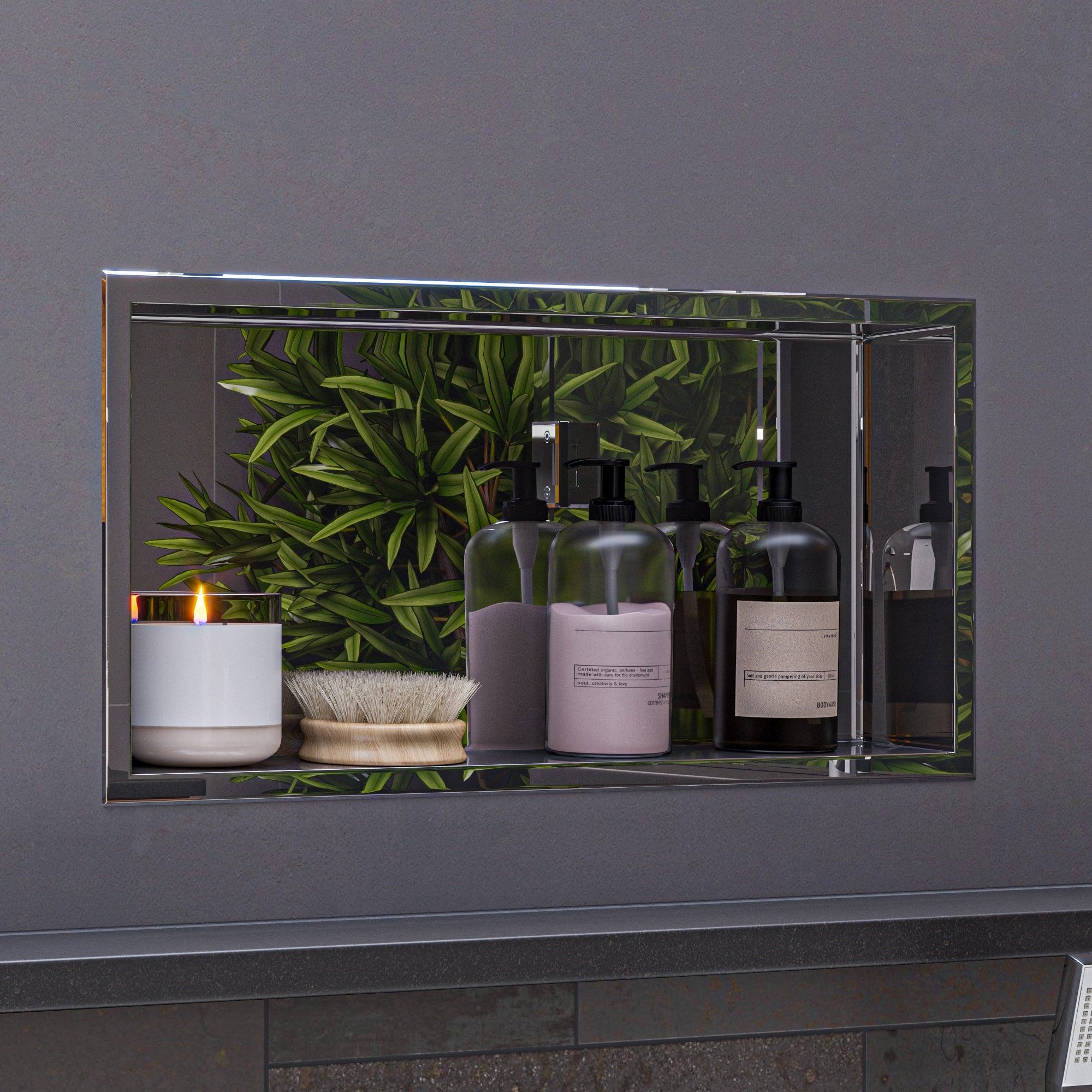 Alternative View of ALFI brand ABN2412-PSS 24 x 12 Polished Stainless Steel Horizontal Single Shelf Bath Shower Niche, 20 Gauge