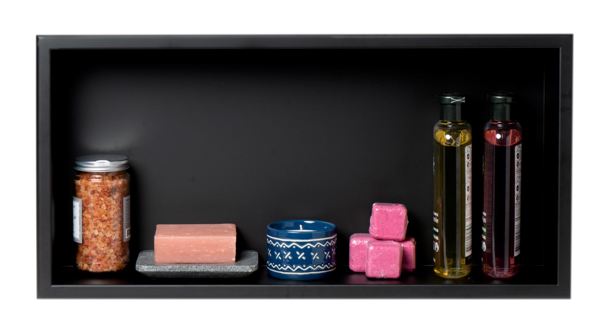 Alternate Image for ALFI brand ABNC2412-BLA 24 x 12 Black Matte Stainless Steel Horizontal Single Shelf Bath Shower Niche, 20 Gauge