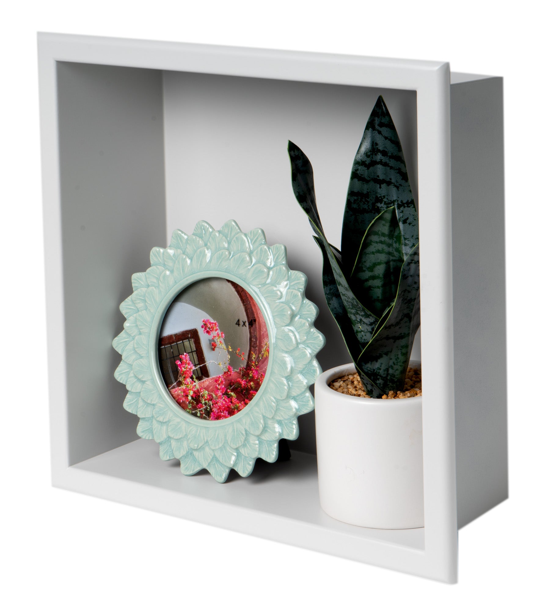 Alternate Image for ALFI brand ABNC1212-W 12" x 12" White Matte Stainless Steel Square Single Shelf Bath Shower Niche, 20 Gauge