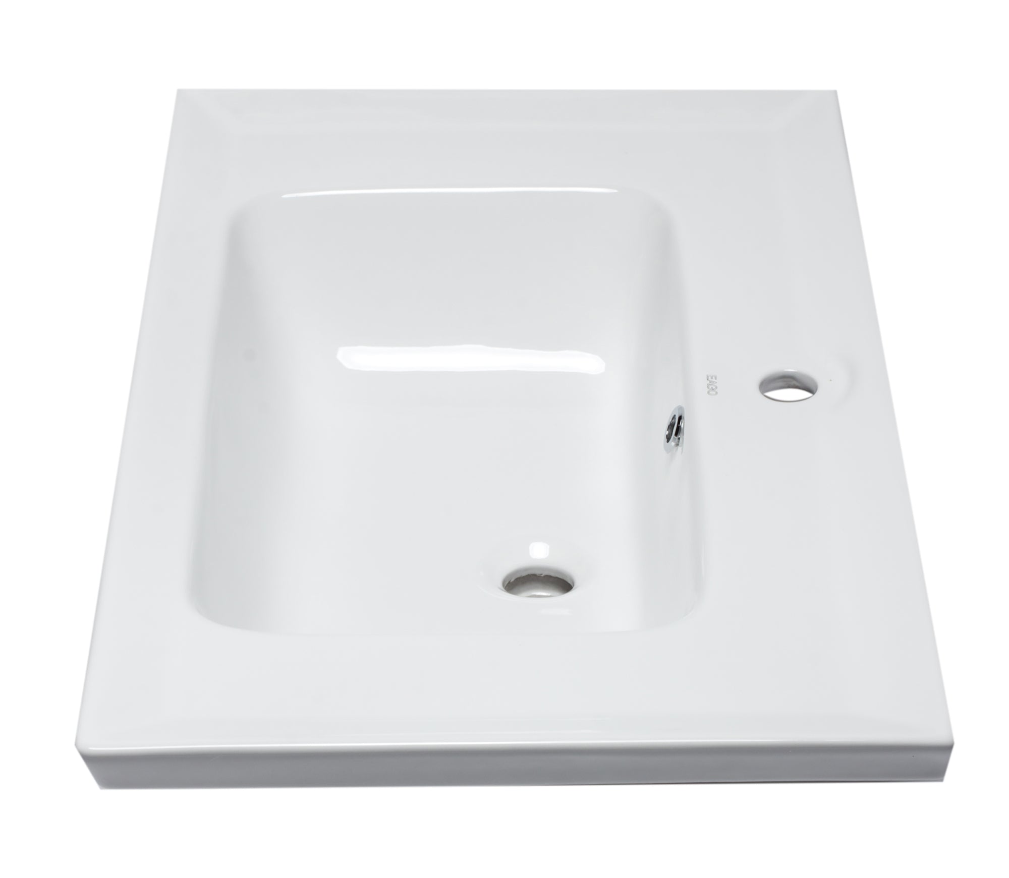 Alternate Image for Eago 31.5" x 18.88" Rectangle Drop In Porcelain Bathroom Sink, White, 1 Faucet Hole, BH003