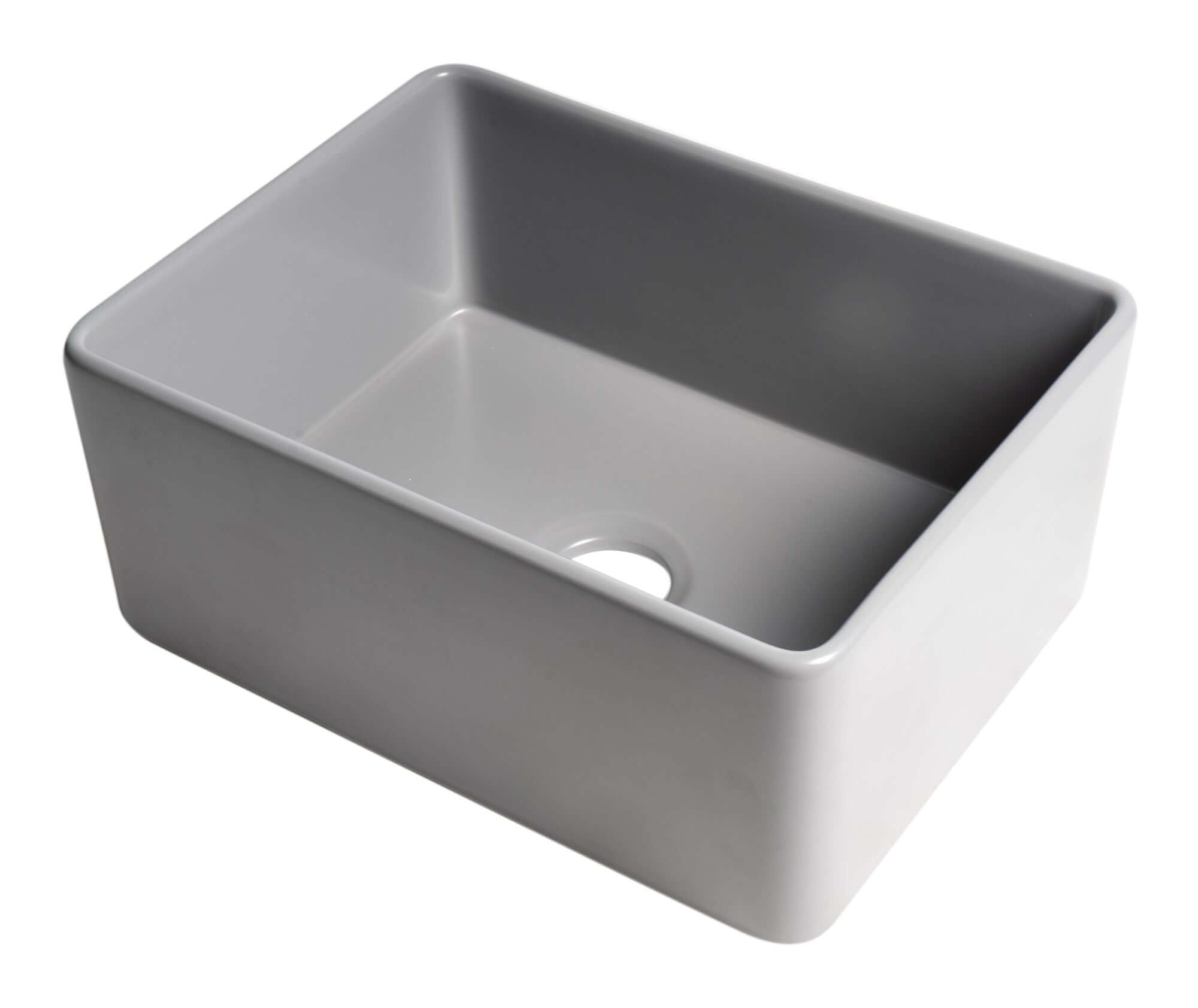 Alternate Image for ALFI brand 24" Fireclay Farmhouse Sink, Gray Matte, No Faucet Hole, ABF2418-GM