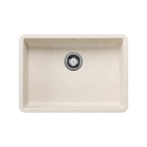 Blanco Precis 25" Undermount Silgranit Kitchen Sink, Soft White, No Faucet Hole, 443082