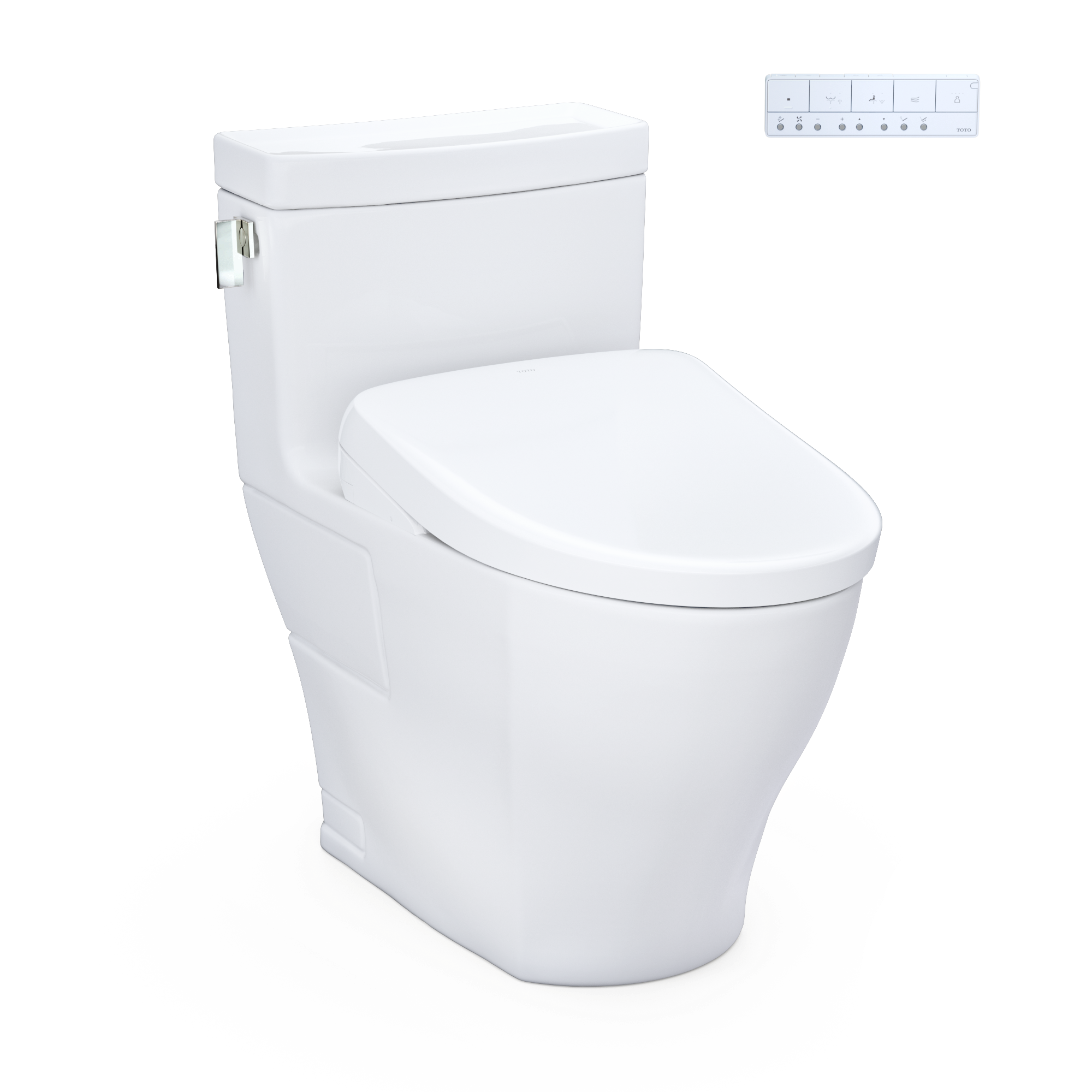 TOTO WASHLET+ Legato One-Piece Elongated 1.28 GPF Toilet and Contemporary WASHLET S7 Contemporary Bidet Seat, Cotton White, Vitreous China|Plastic, MW6244726CEFG#01