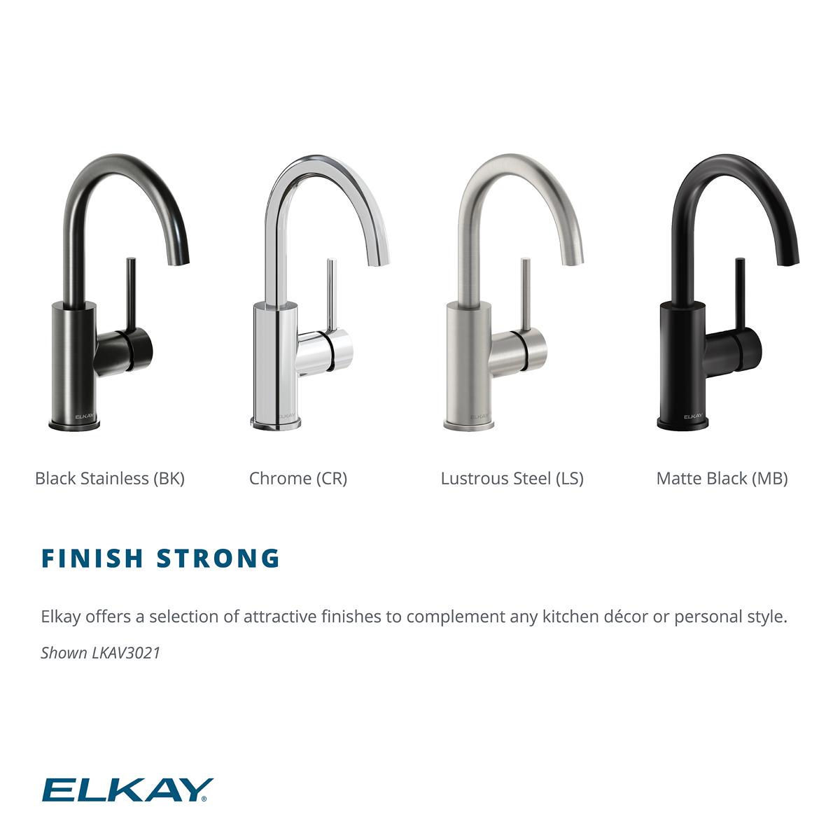 Alternate Image for Elkay Avado Lever Handle Gooseneck Spout Brass ADA Bar Faucet, Black Stainless, LKAV3021BK